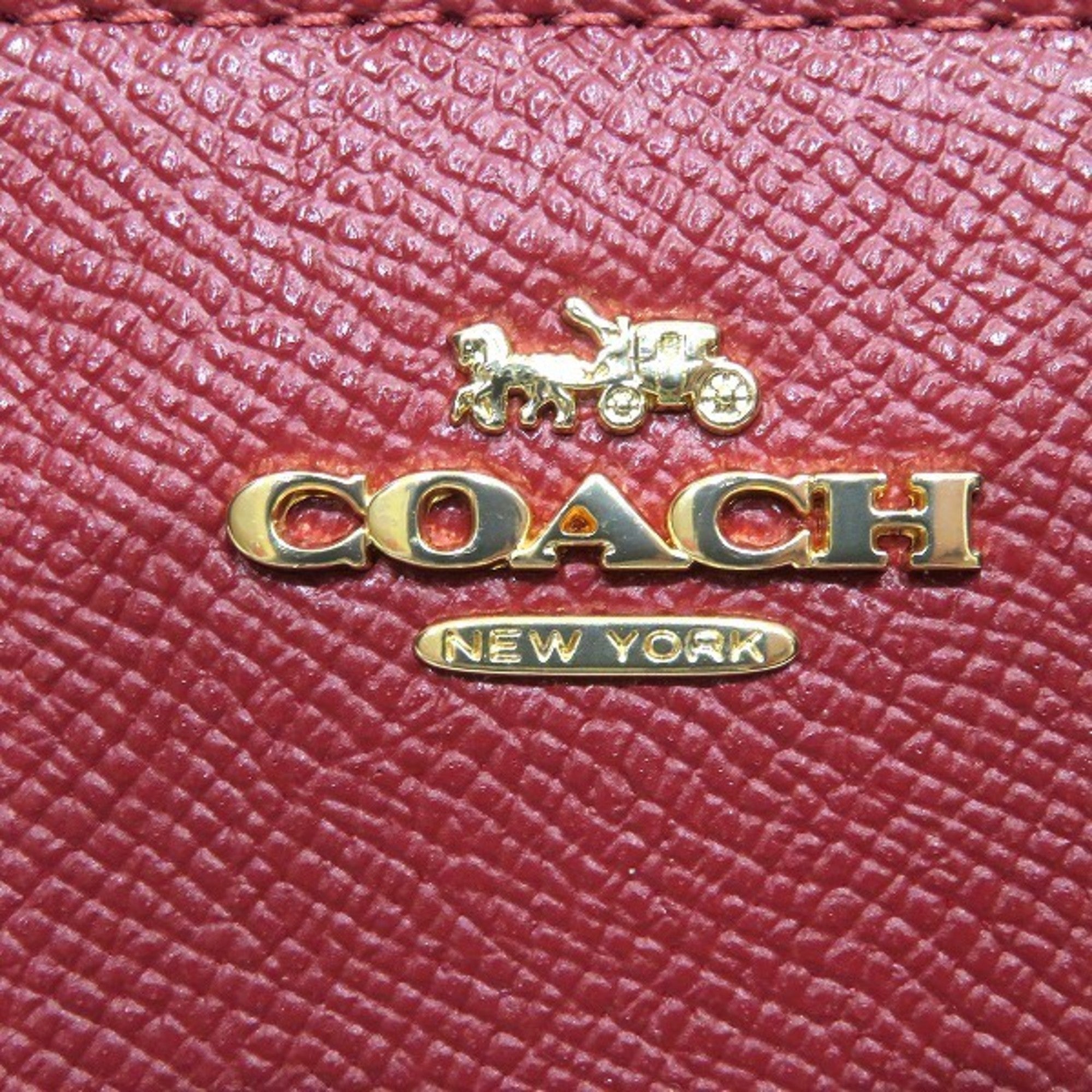 Coach Red Color Leather Long Wallet (Bi-Fold) (Pre-Owned)