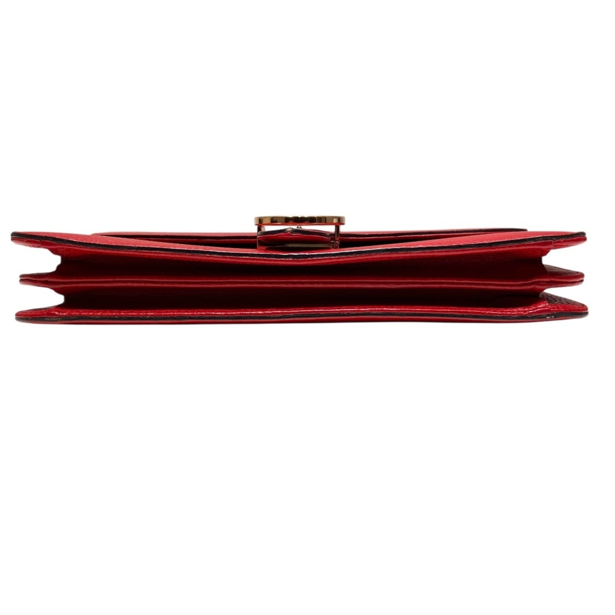 Gucci Red Color Leather Shoulder Bag (Pre-Owned)