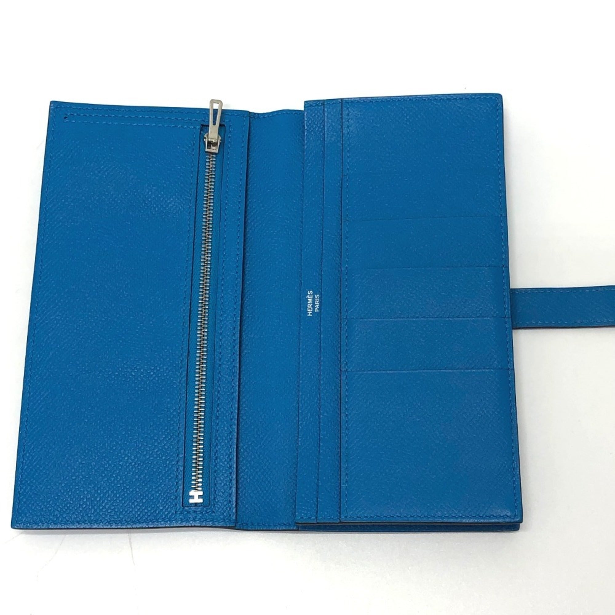 Hermes Blue Epsom Leather Long Wallet (Bi-Fold) (Pre-Owned)