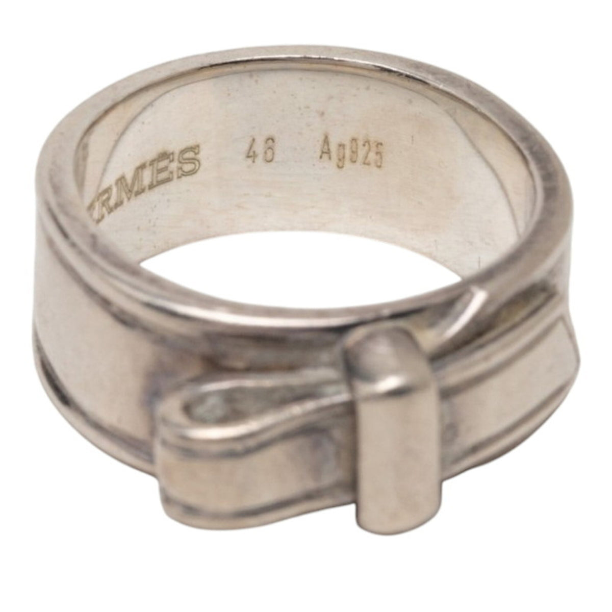 Hermes Silver Silver 925 Band Ring (Pre-Owned)