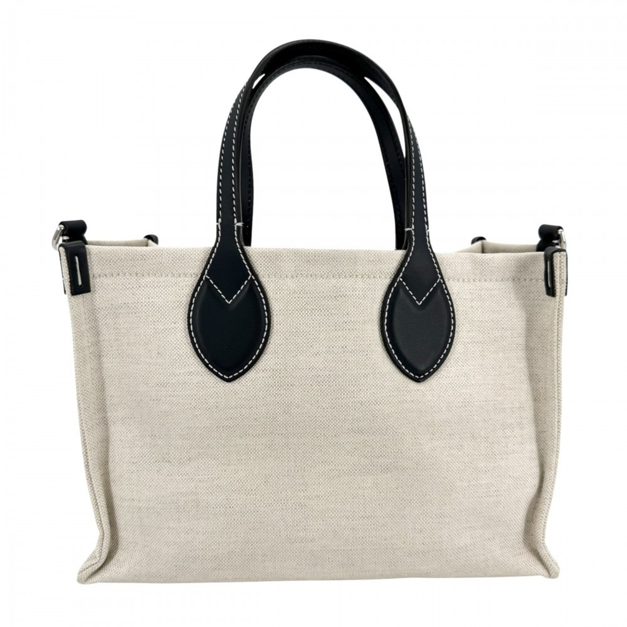 Gucci Beige Navy Cotton Canvas Leather Handbag Shoulder Bag (Pre-Owned)