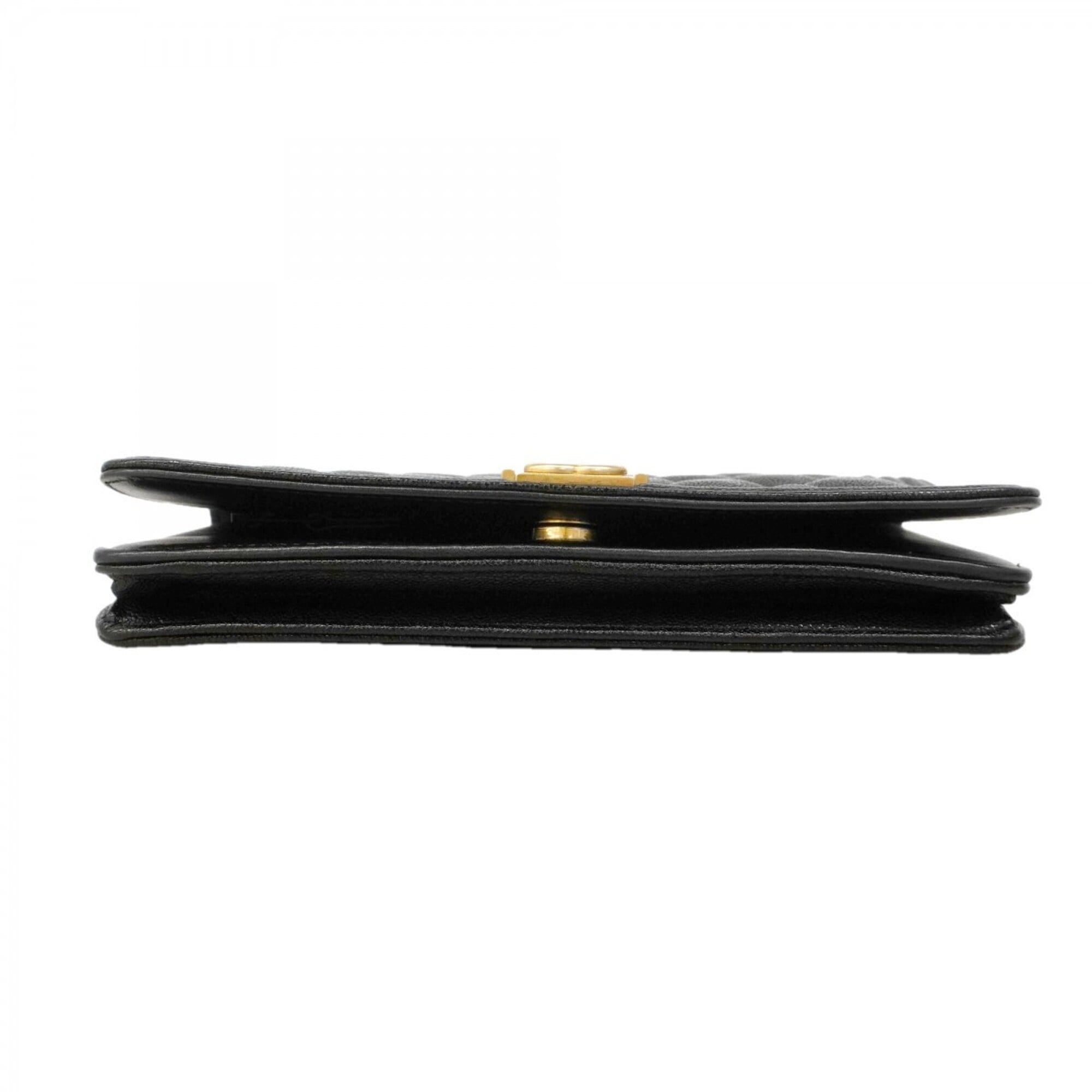 Chanel Black Grained Calfskin Chain/Shoulder Wallet (Pre-Owned)