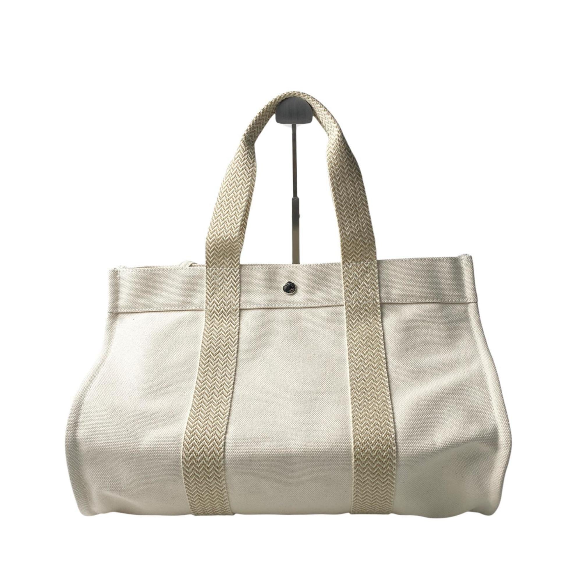 Hermes Ivory Canvas Pouch Tote Bag (Pre-Owned)