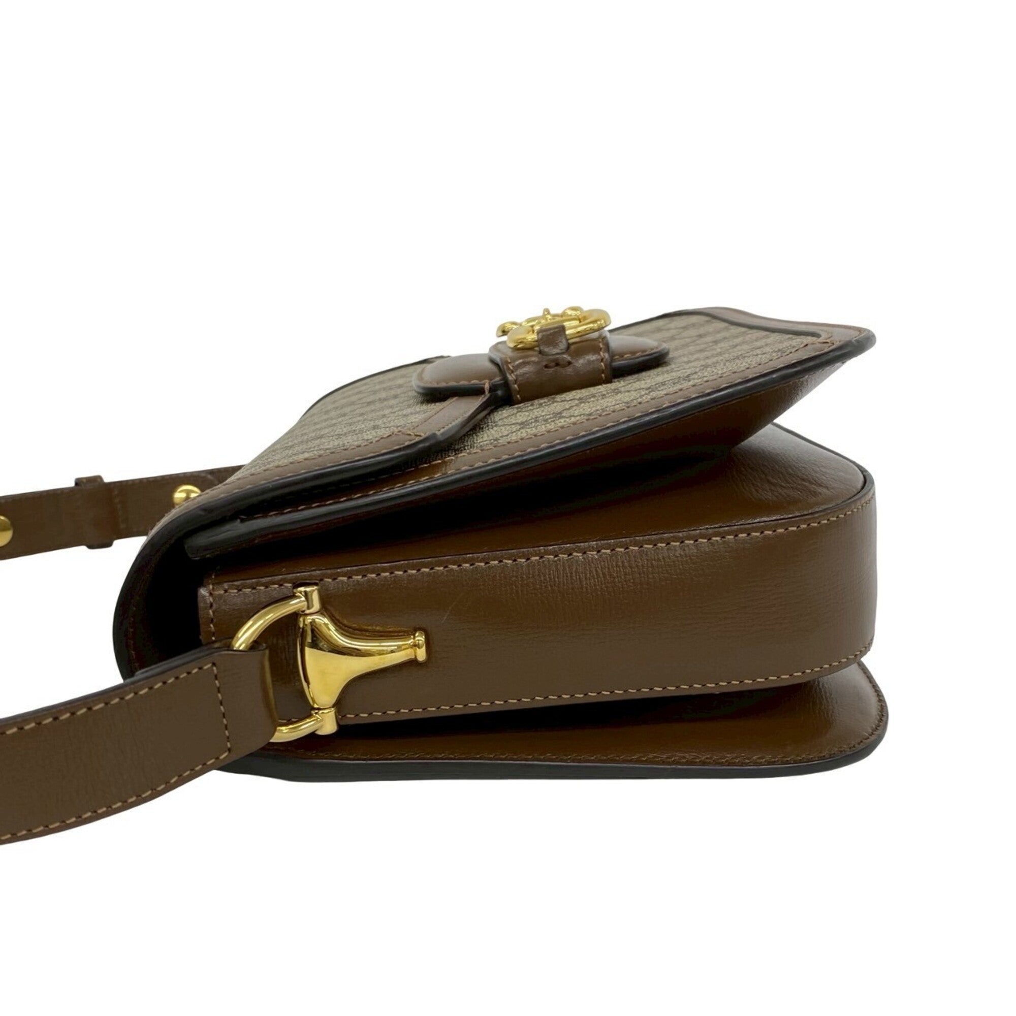Gucci Brown Leather Elastane Pochette Shoulder Bag (Pre-Owned)