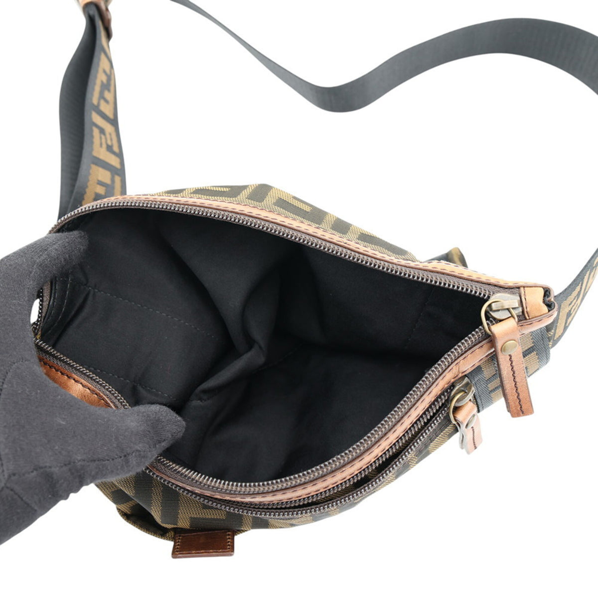 Fendi Brown Canvas Handbag Sling Bag (Pre-Owned)
