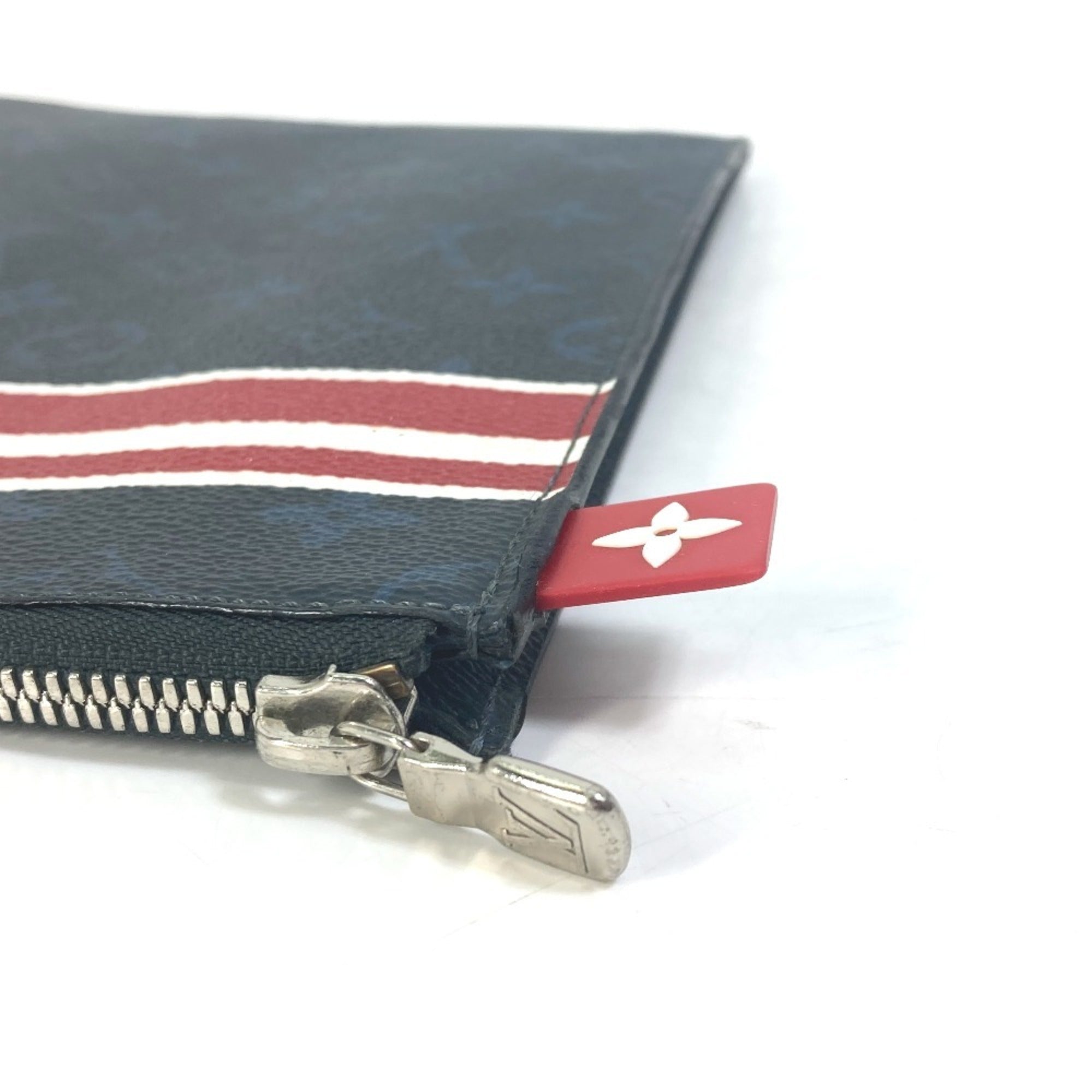 Louis Vuitton Monogram Cobalt Navy Red Color White Clutch Bag (Pre-Owned)