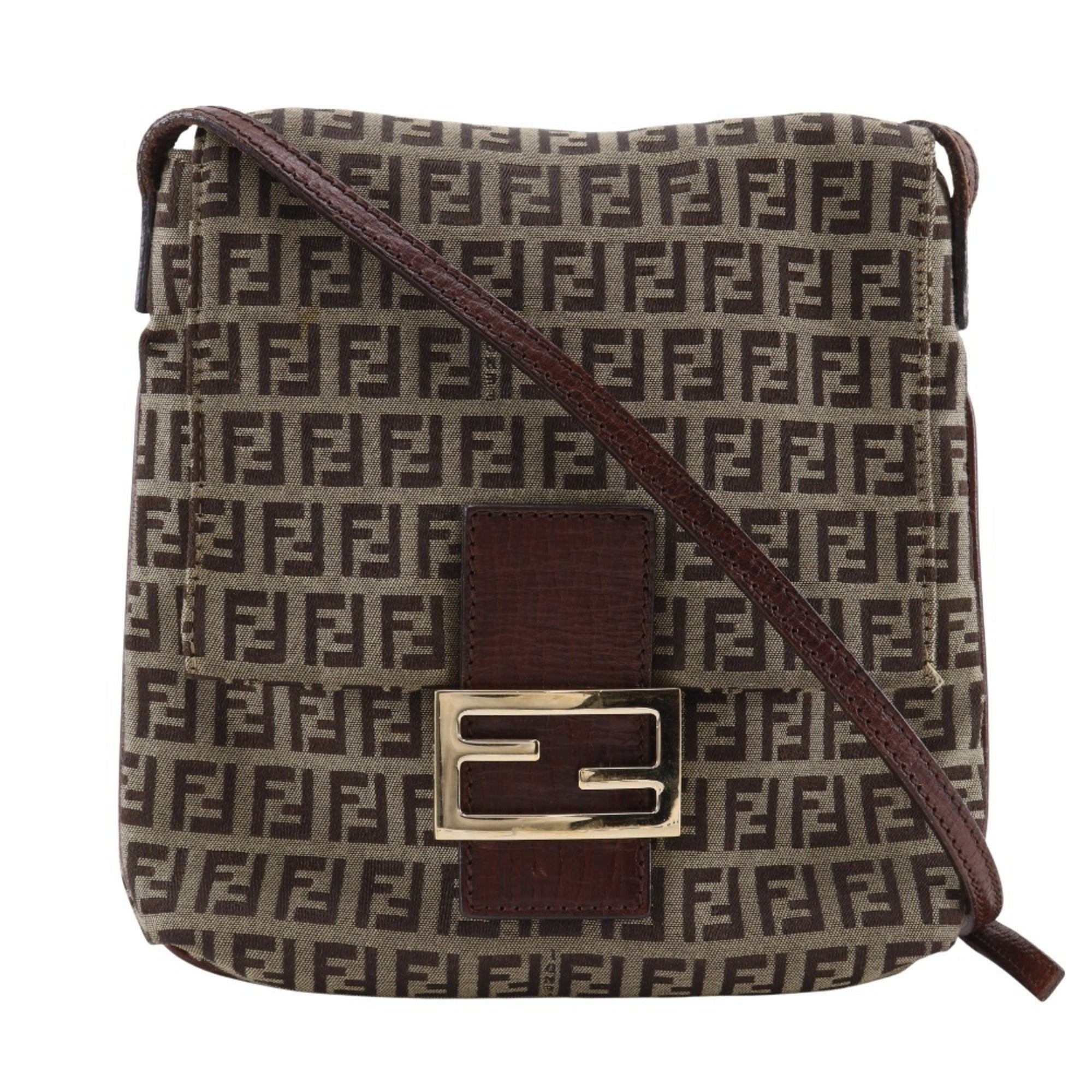 Fendi Brown Nylon Canvas Shoulder Bag (Pre-Owned)