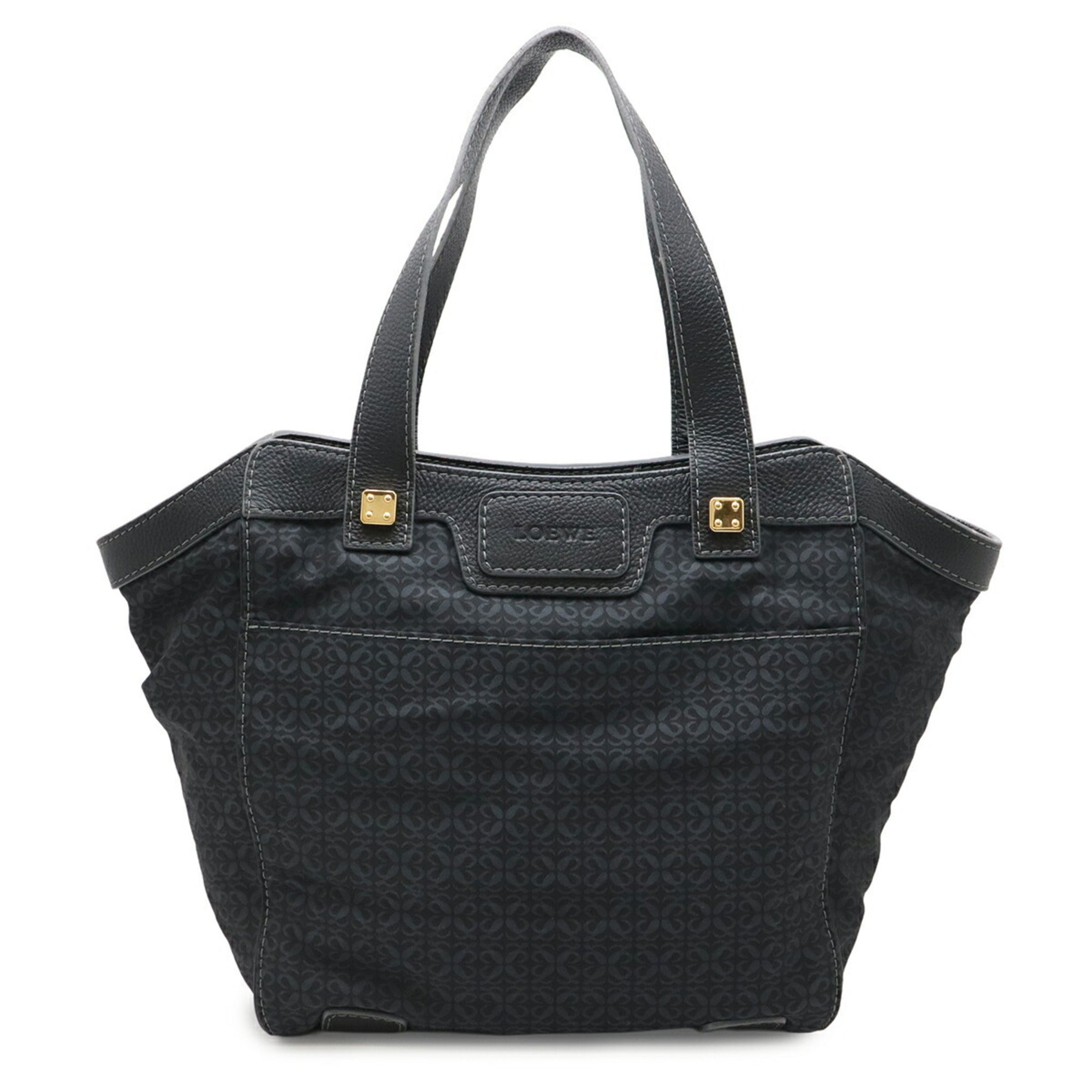 Loewe Black Nylon Canvas Leather Shoulder Bag Tote Bag (Pre-Owned)