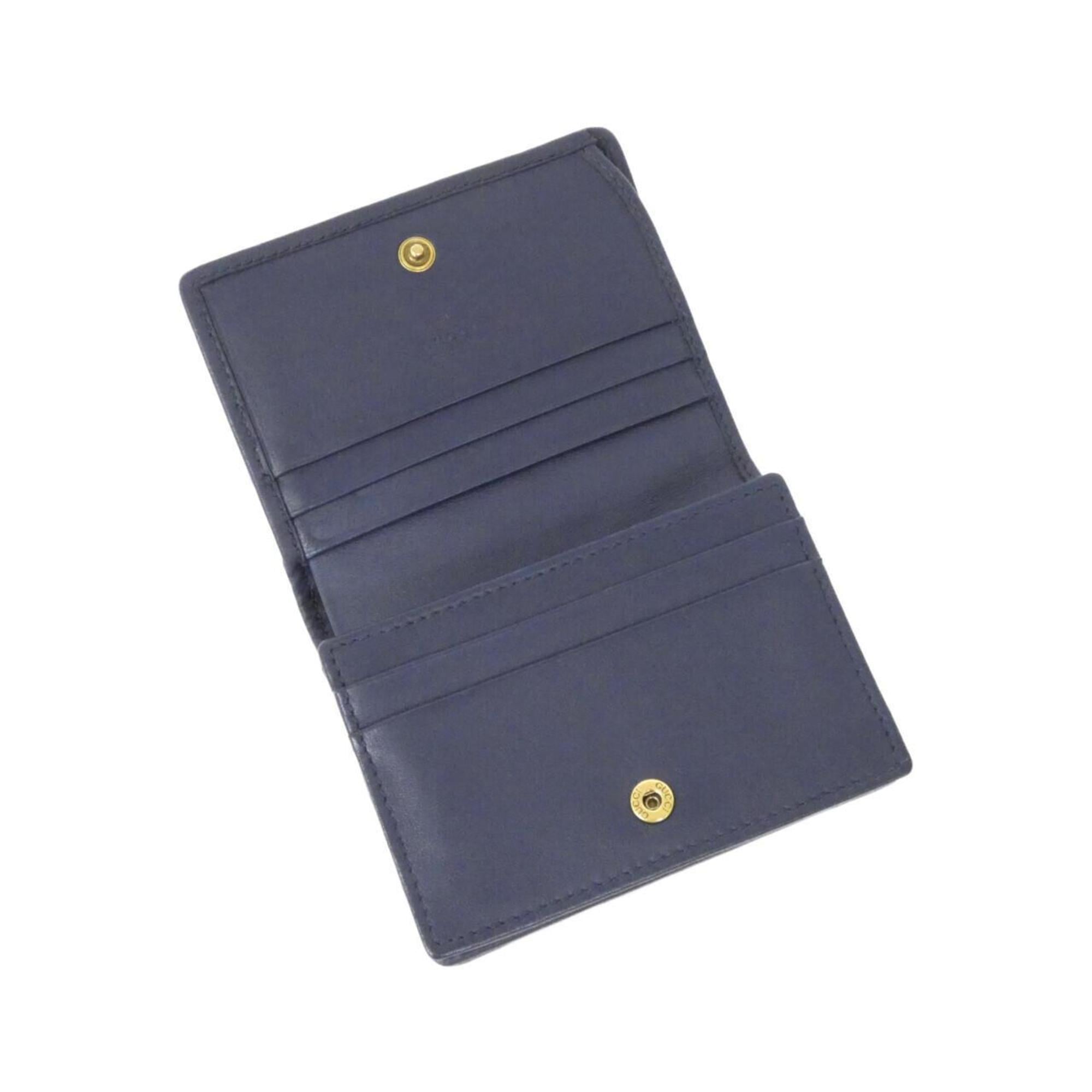 Gucci Navy Canvas Leather Wallet (Bi-Fold) (Pre-Owned)