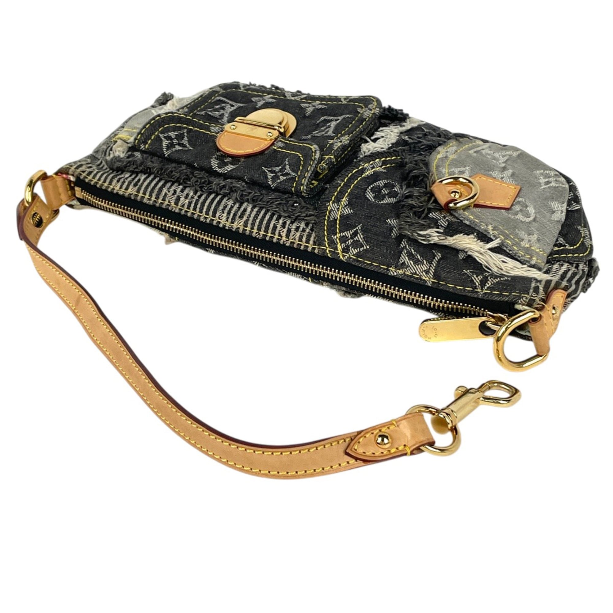 Louis Vuitton Black Gray Monogram Denim Shoulder Bag (Pre-Owned)