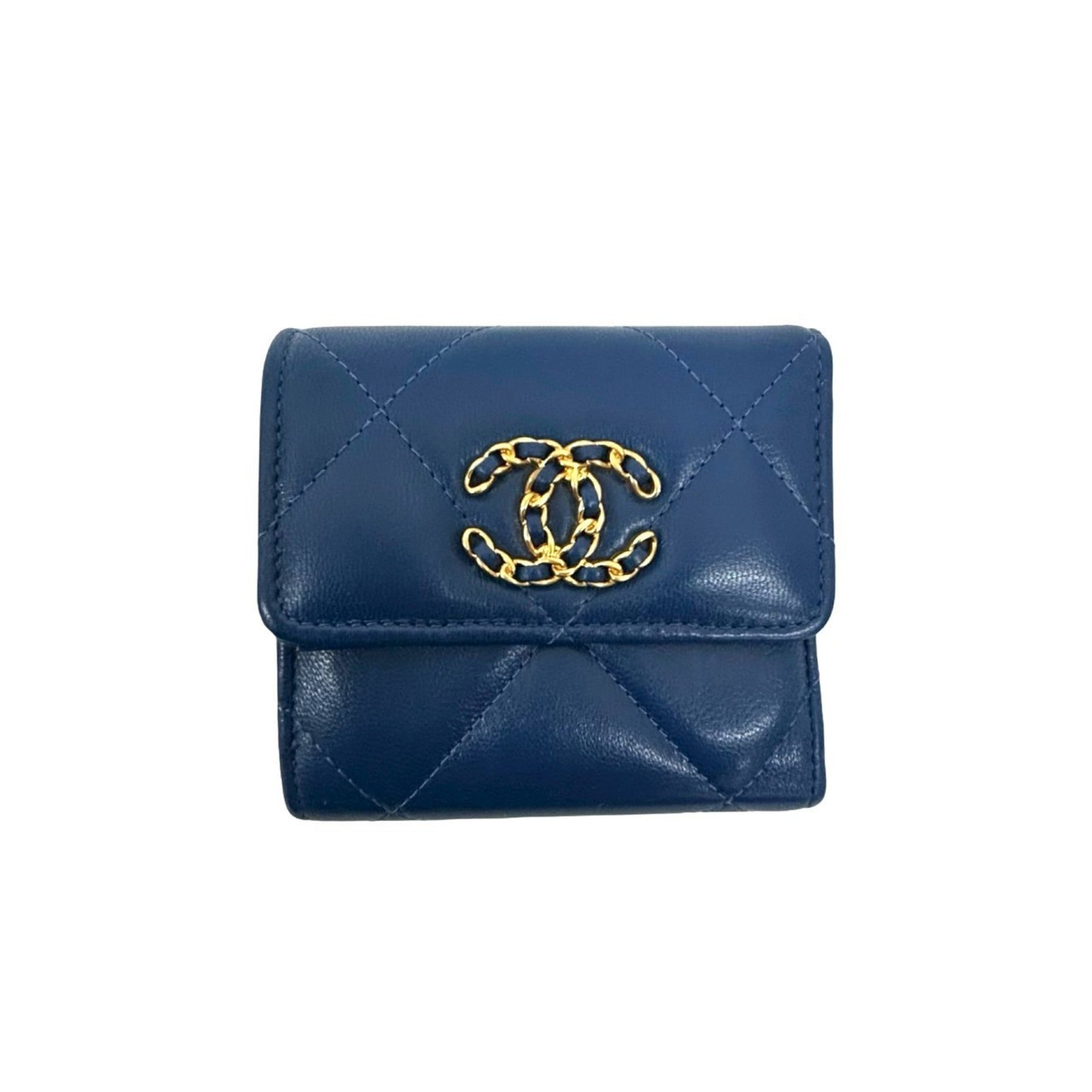 Chanel Blue Leather Wallet (Bi-Fold) (Pre-Owned)