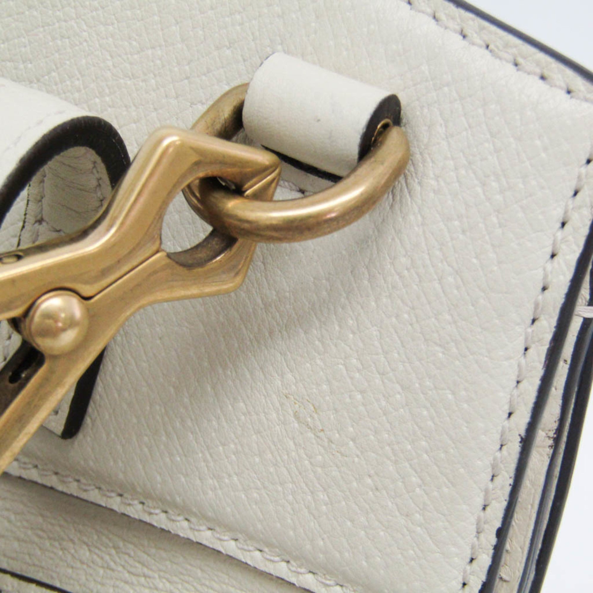 Gucci Totem Top Handle Bag Leather White Leather Handbag (Pre-Owned)