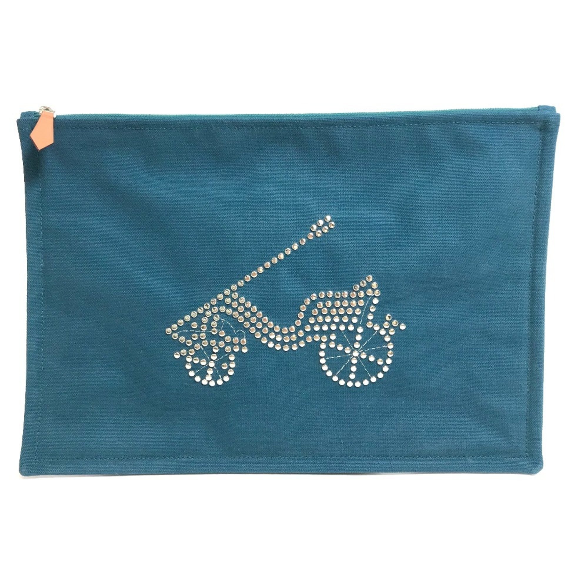 Hermes Blue Canvas Pouch (Pre-Owned)