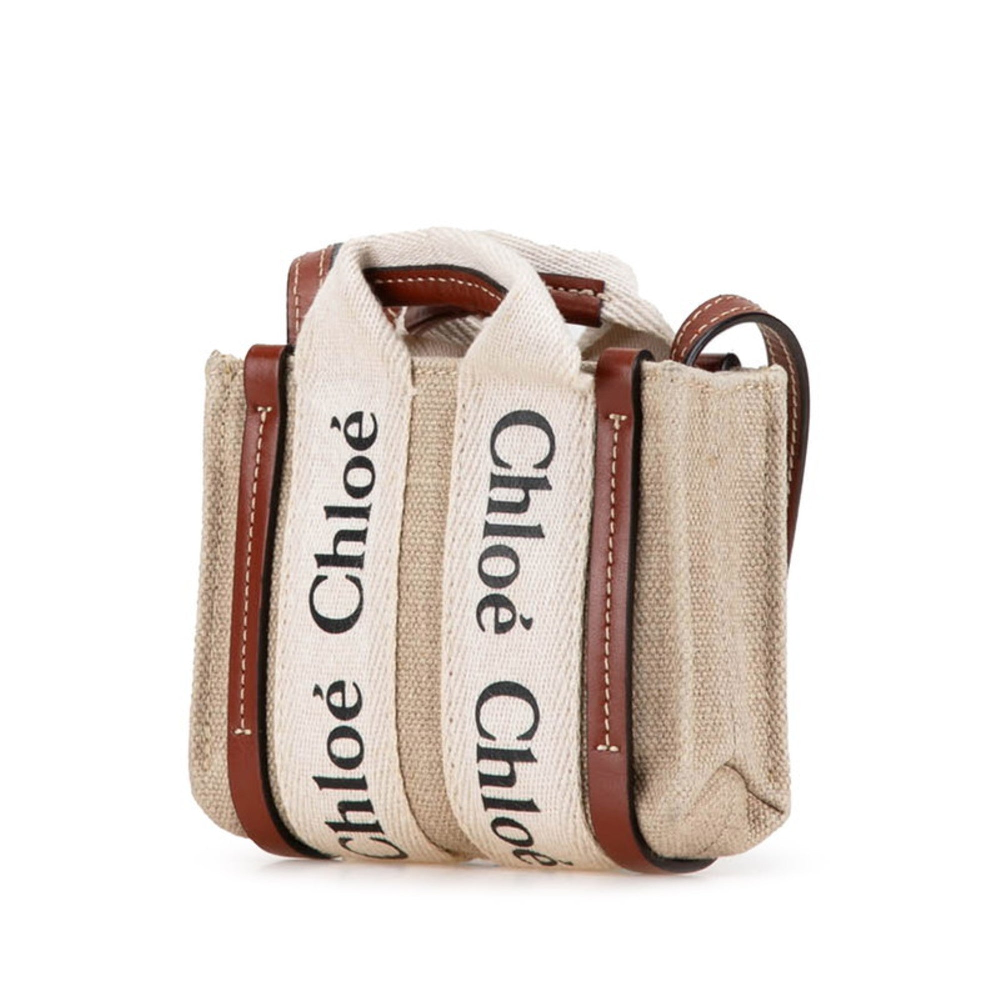 Chloé Beige Canvas Leather Handbag Shoulder Bag (Pre-Owned)