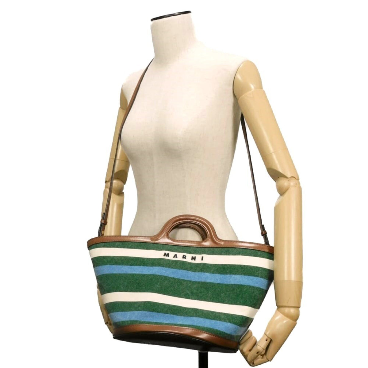 Marni Green Cotton Canvas Basket Handbag (Pre-Owned)