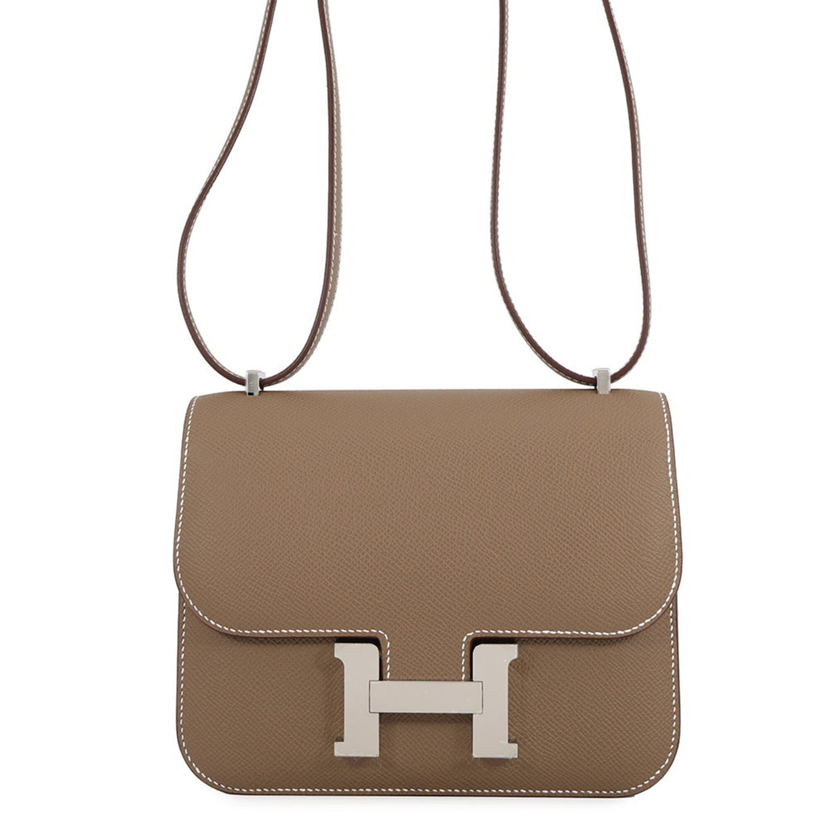 Hermes Etoupe Gray Epsom Leather Shoulder Bag