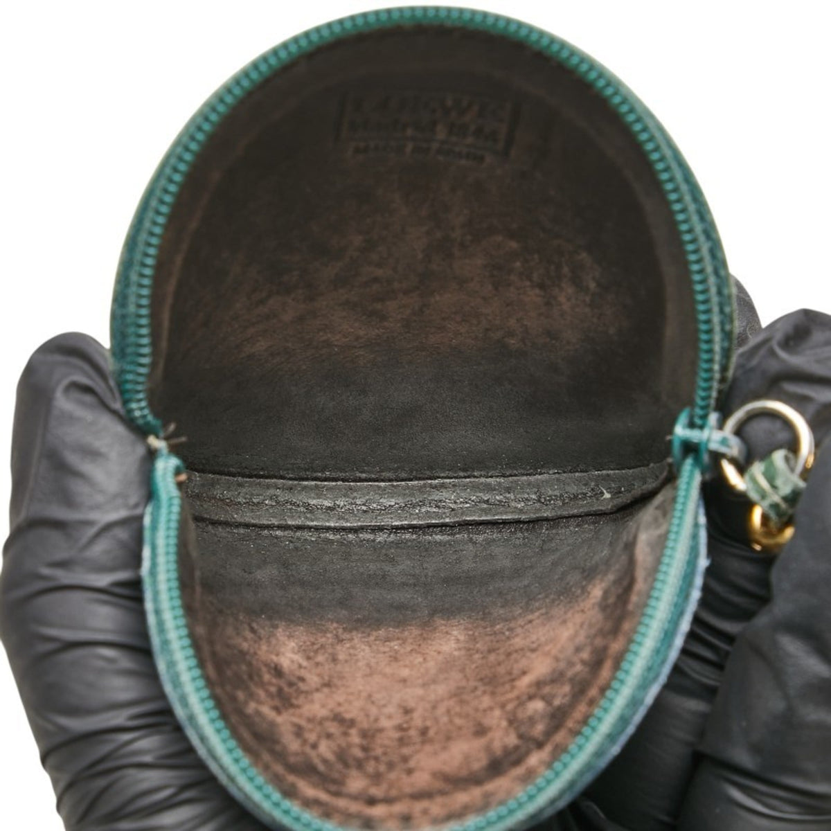 Loewe Green Leather Coin Purse/Coin Case (Pre-Owned)
