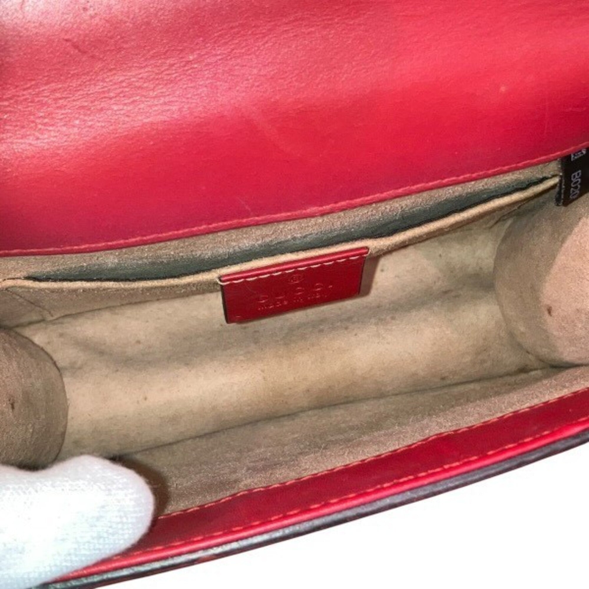 Gucci Sherry Line Red Color Leather Handbag Shoulder Bag (Pre-Owned)