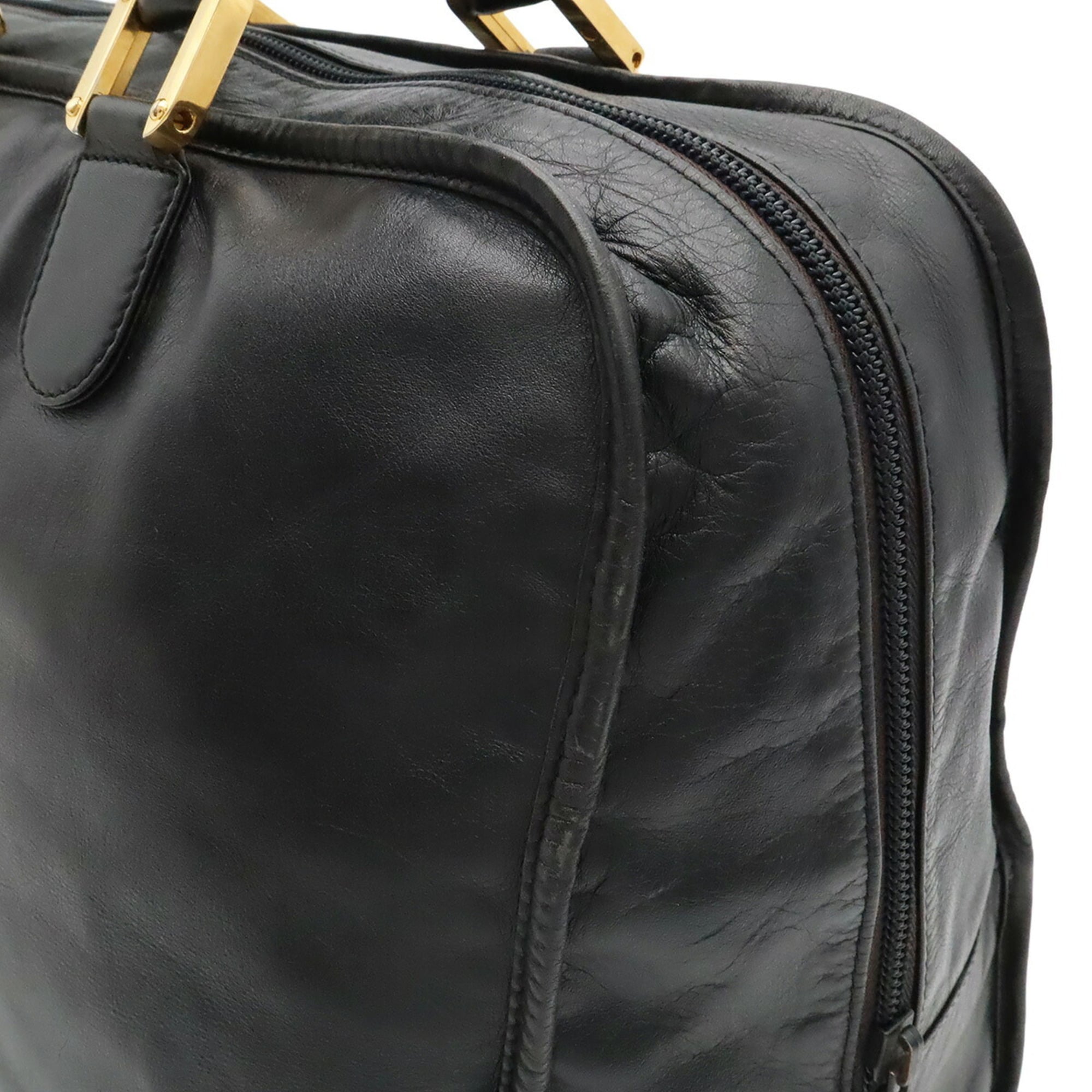 Loewe Amazona Black Leather Boston Bag Handbag (Pre-Owned)