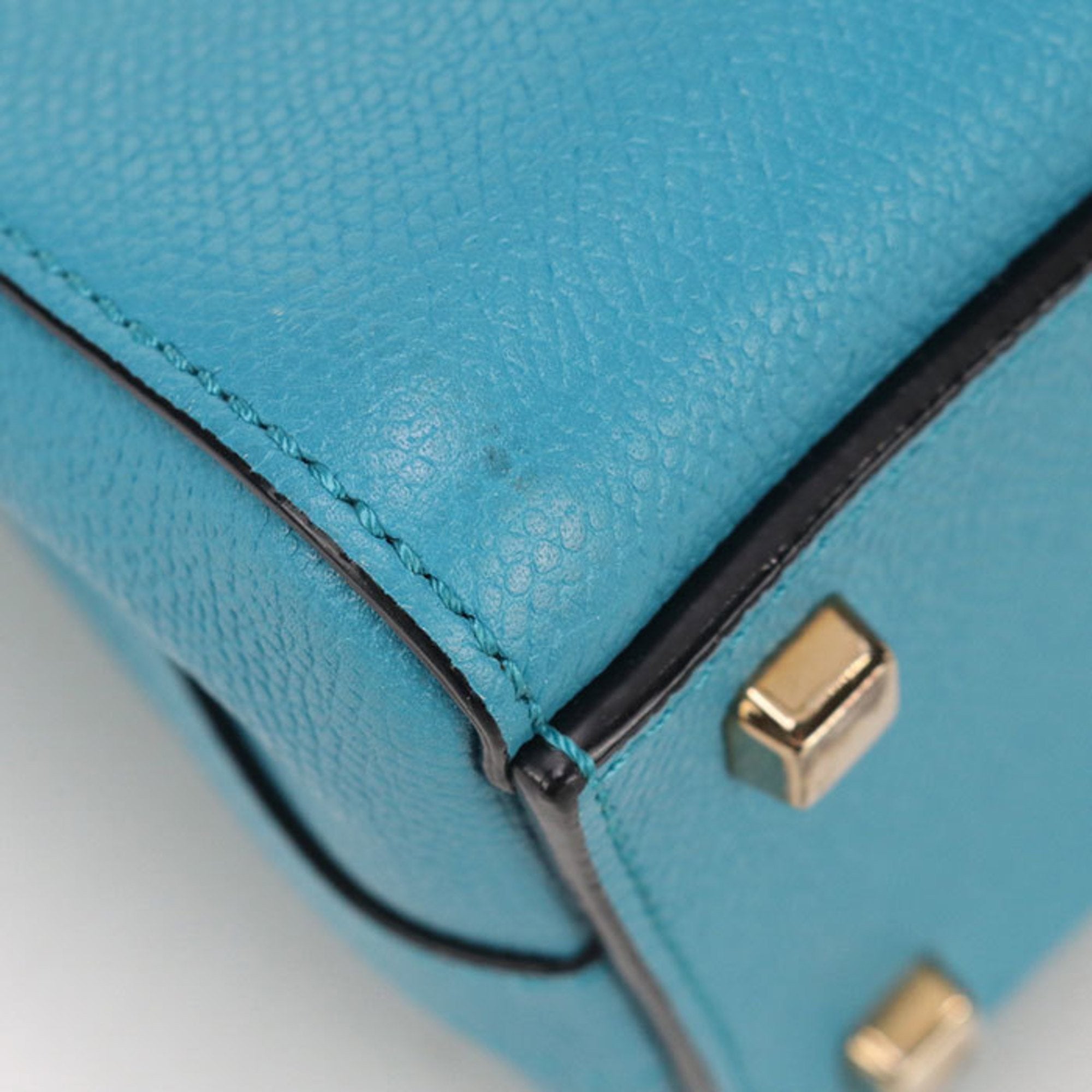 Valextra Blue Leather Handbag (Pre-Owned)