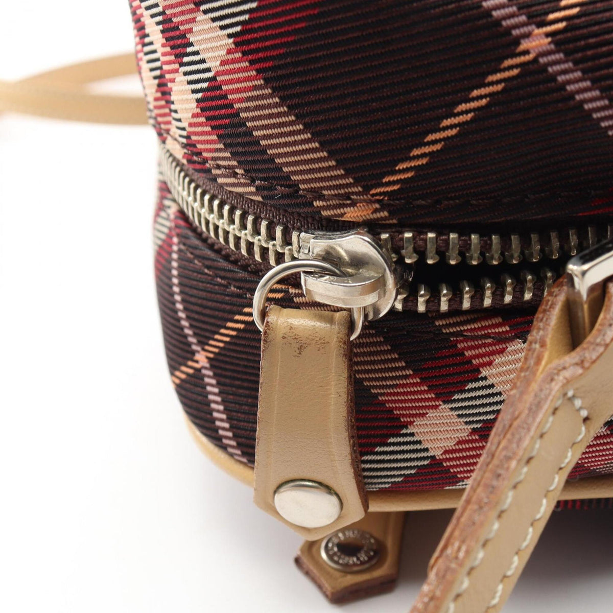 Burberry Blue Label Beige Blue Canvas Leather Handbag Shoulder Bag (Pre-Owned)