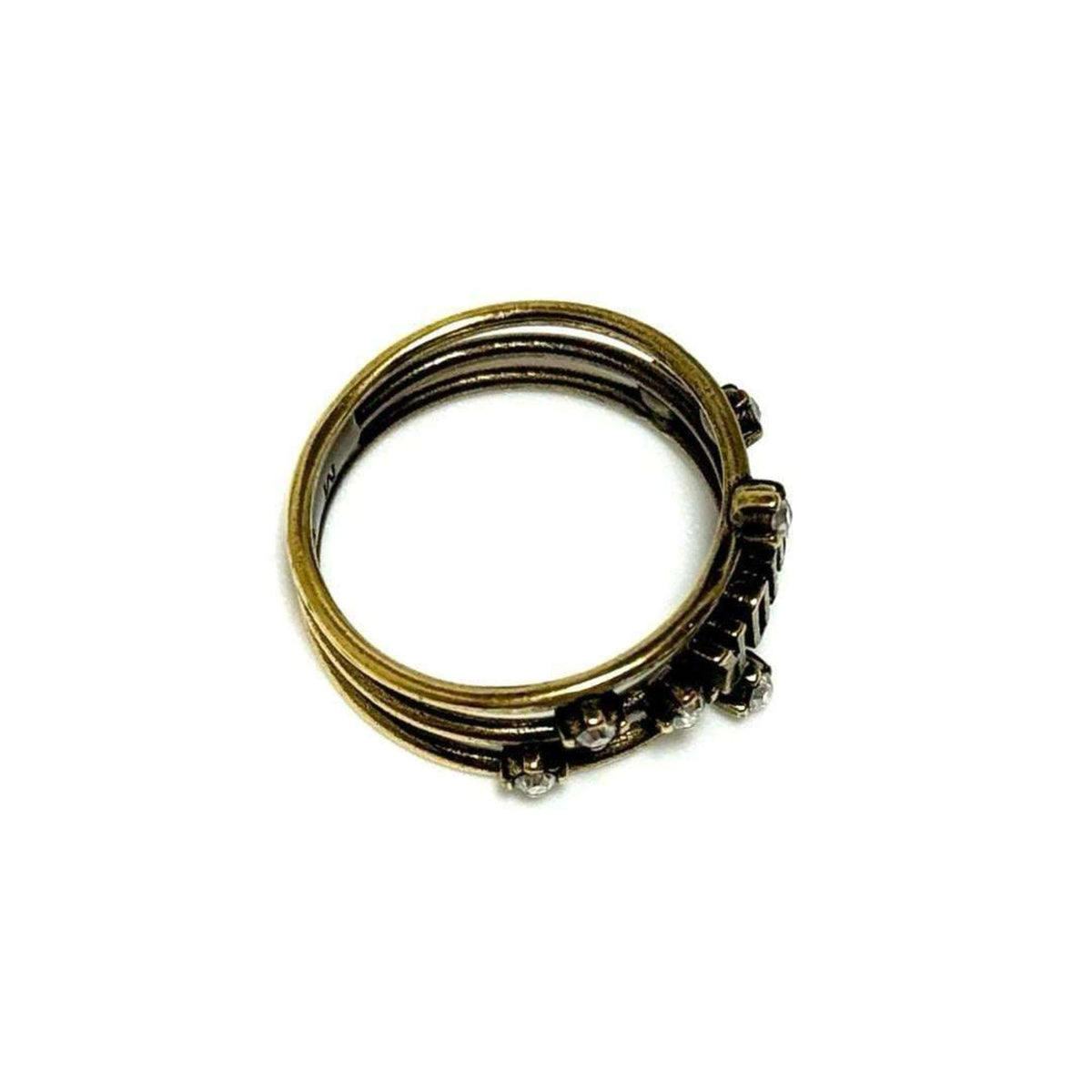 Christian Dior Metal Rhinestone Band Ring (Pre-Owned)