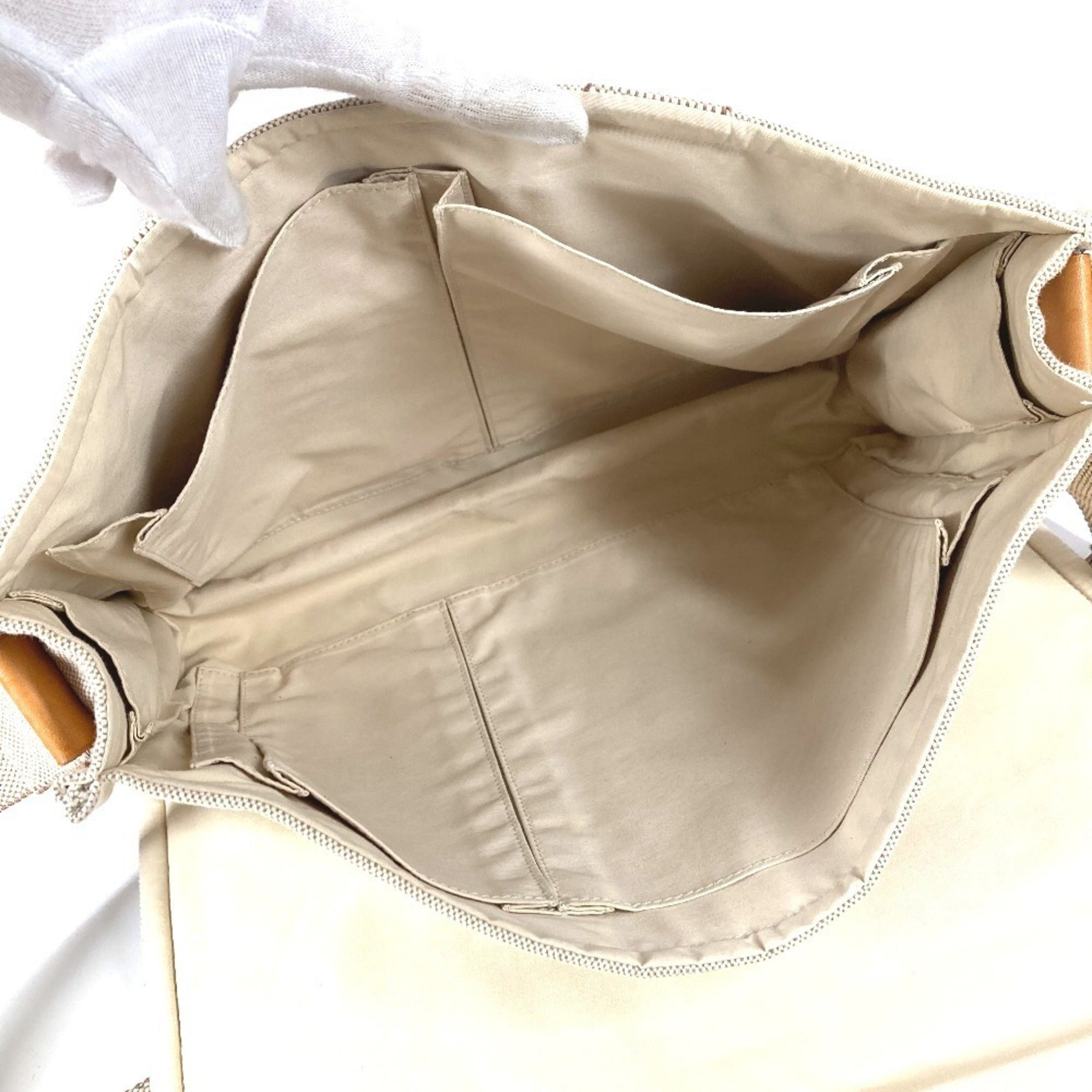 Hermes Beige Cotton Leather Shoulder Bag (Pre-Owned)