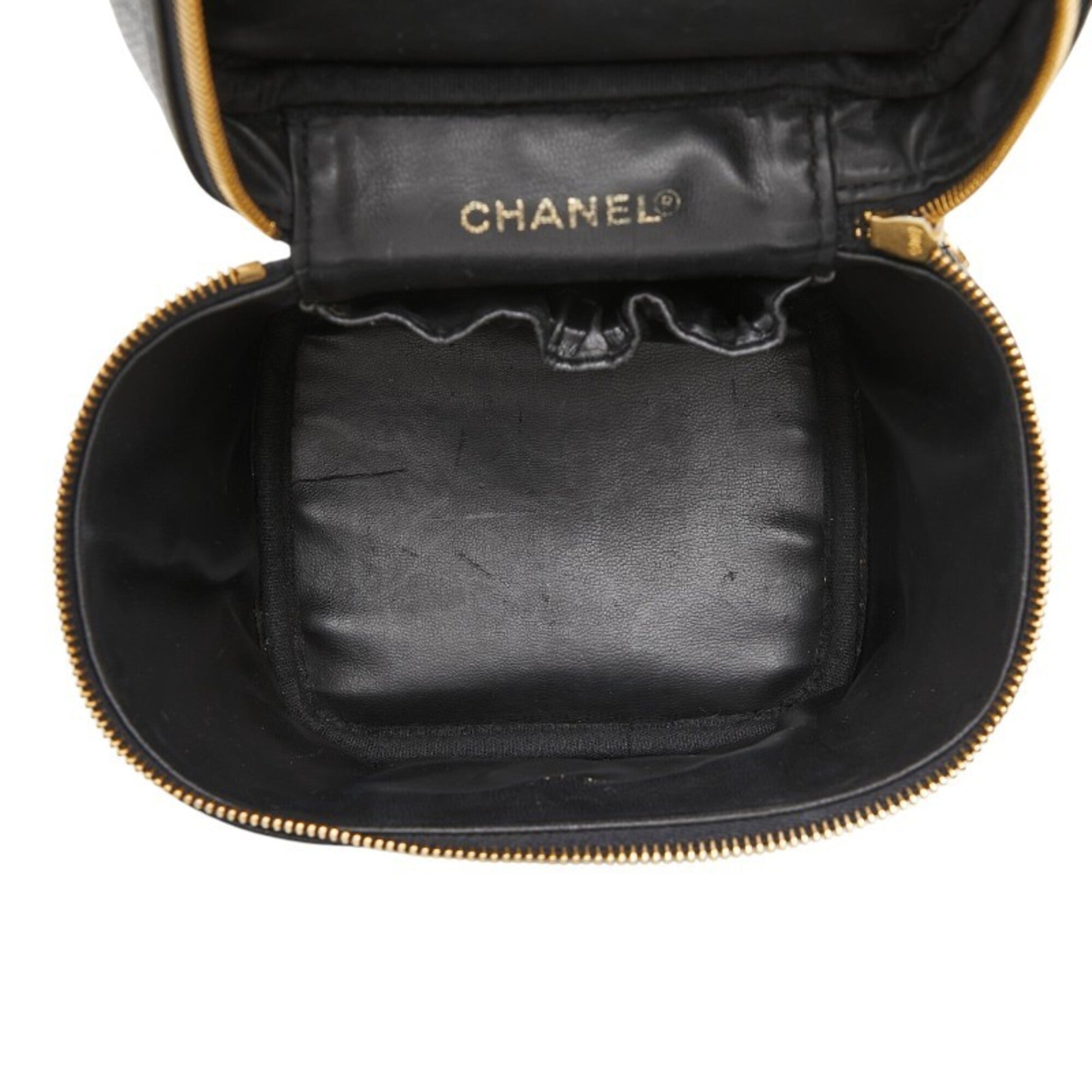 Chanel Black Grained Calfskin Handbag Vanity Bag (Pre-Owned)