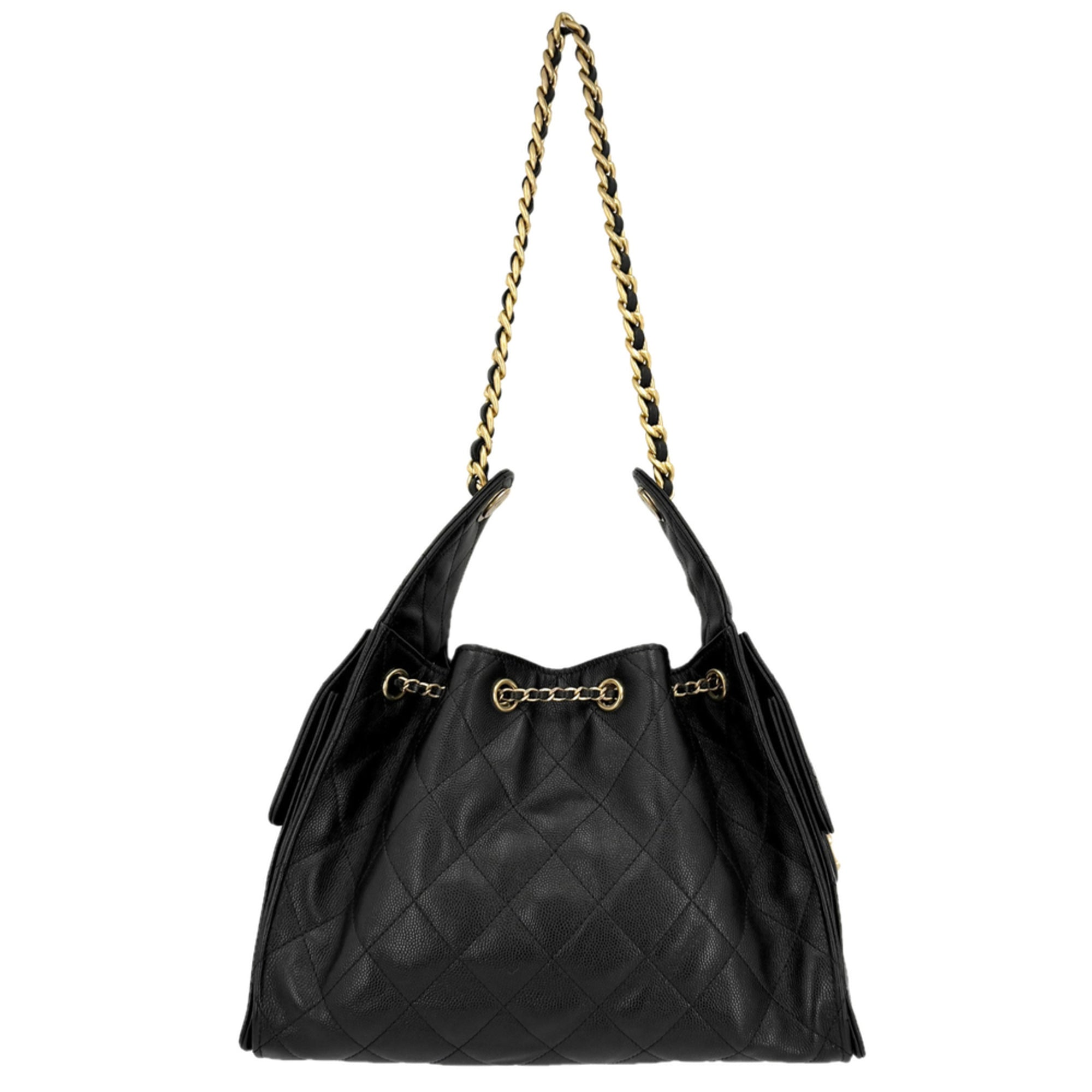 Chanel Black Grained Calfskin Handbag Shoulder Bag (Pre-Owned)