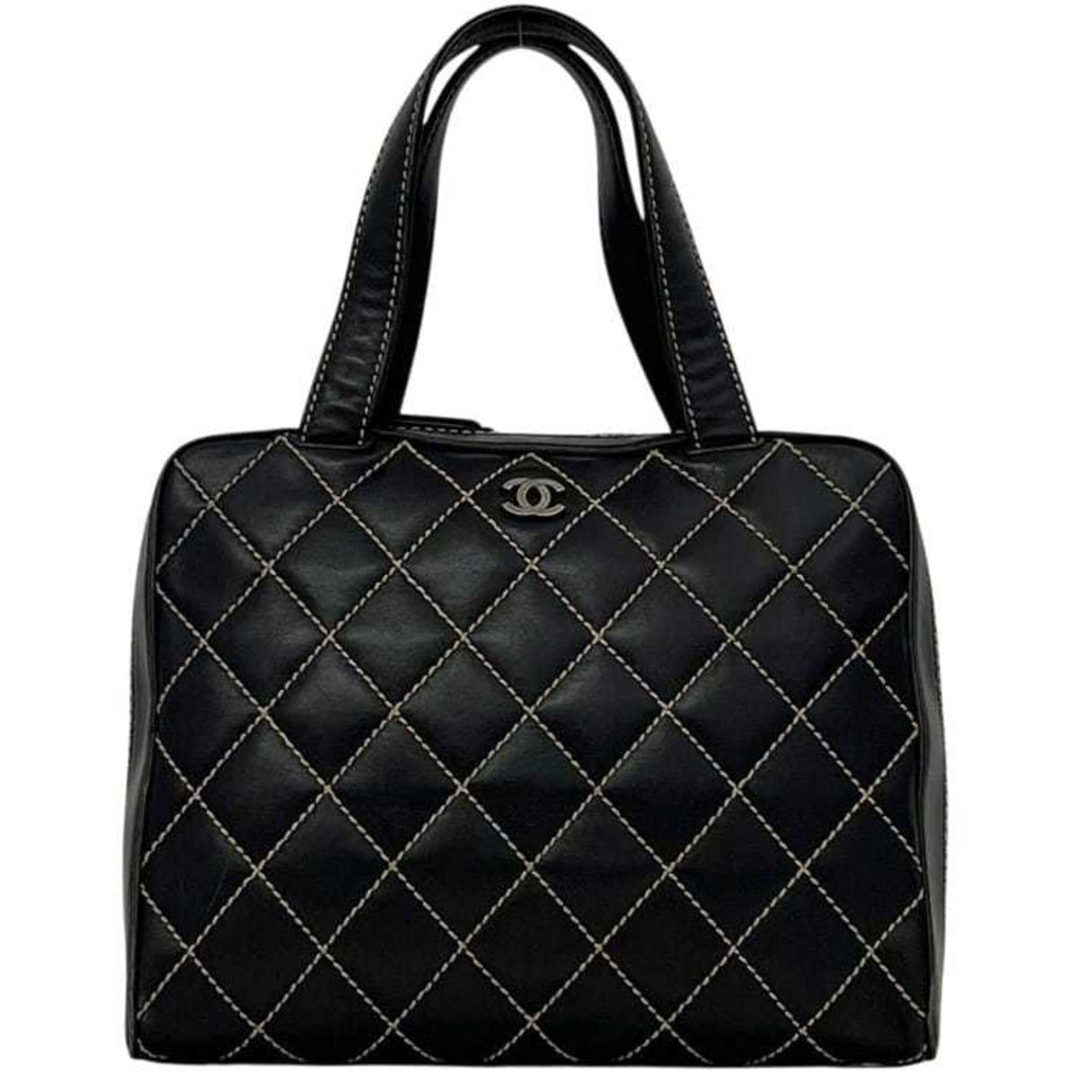 Chanel Black Leather Handbag Tote Bag (Pre-Owned)