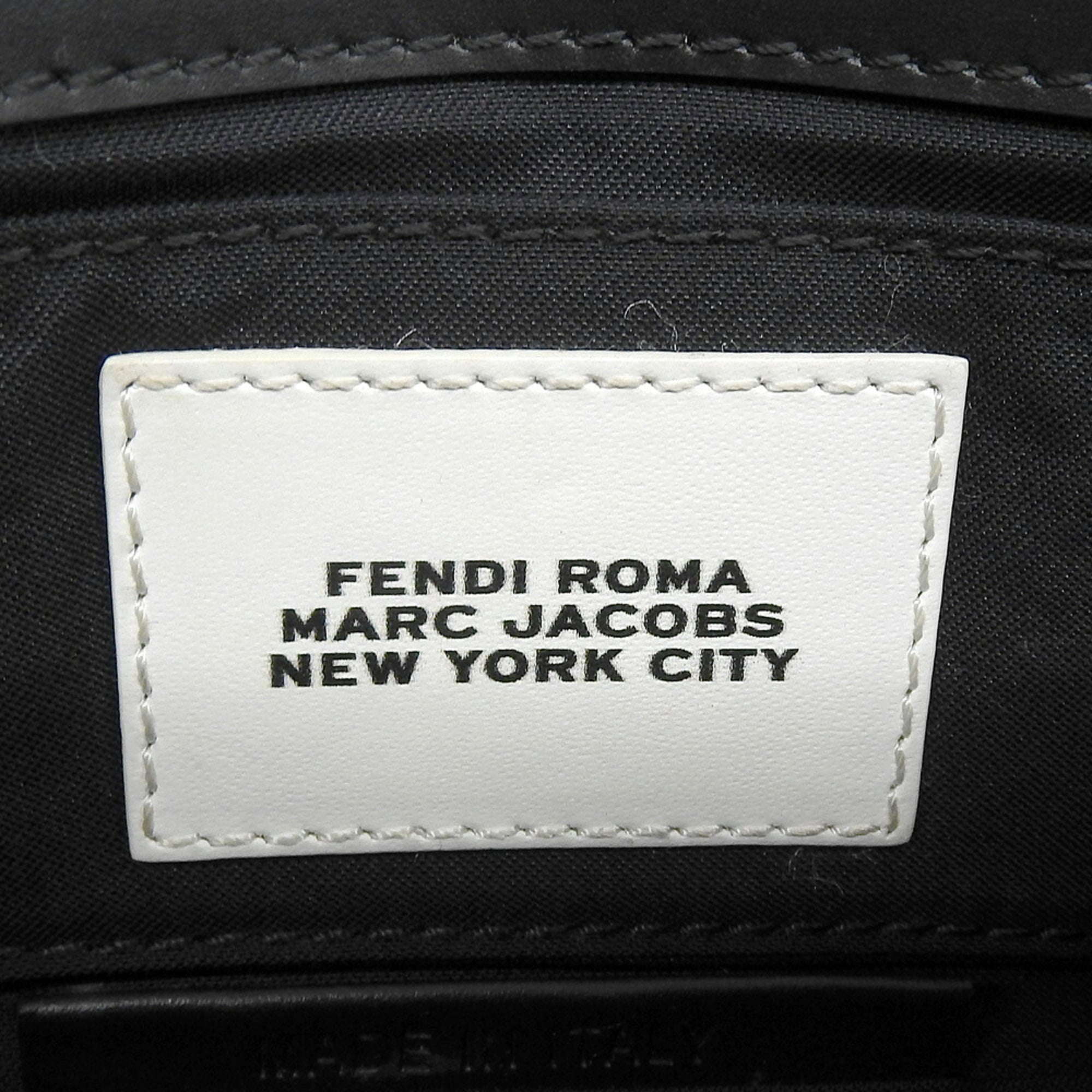 Fendi Black White Leather Pouch (Pre-Owned)