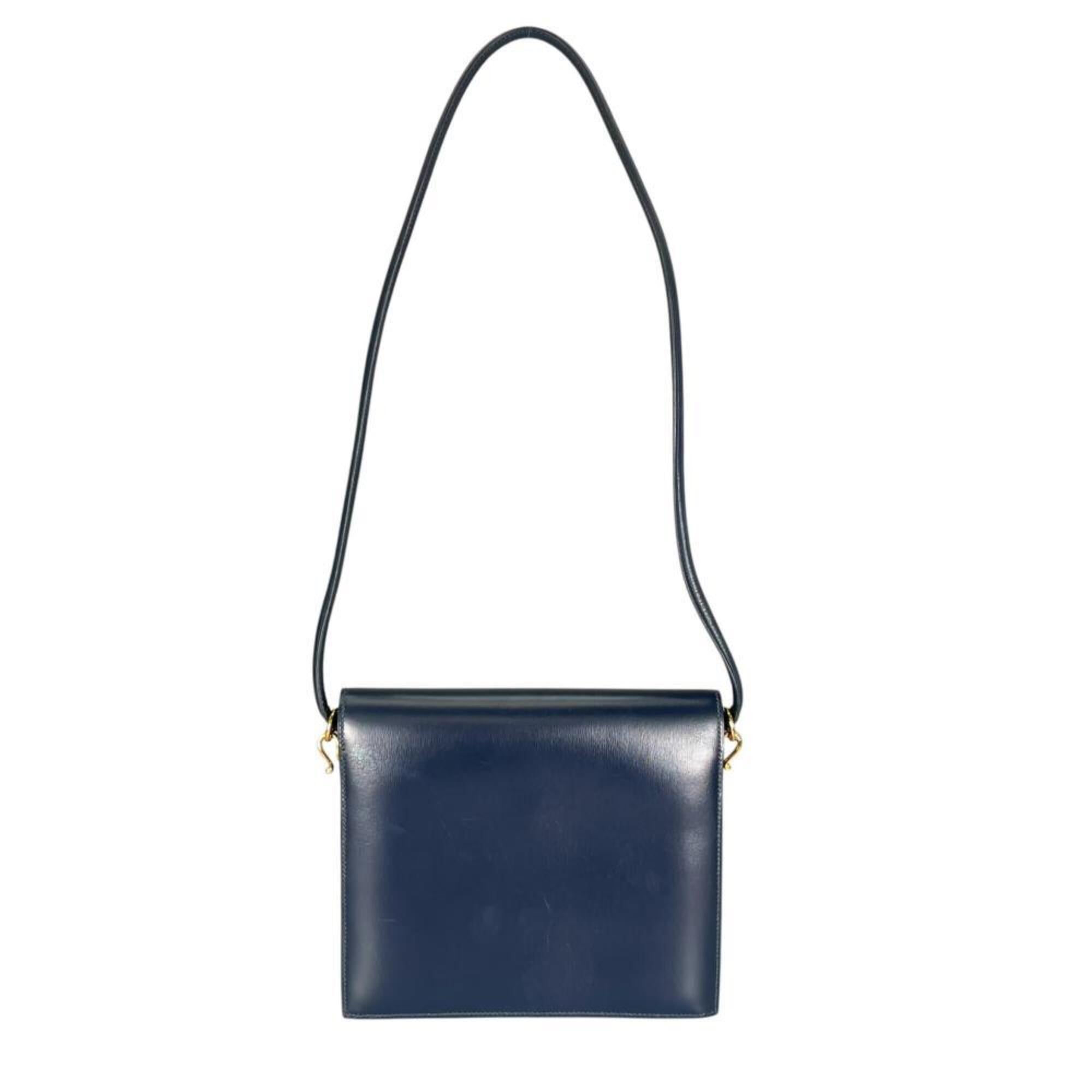 Hermes Blue Leather Shoulder Bag (Pre-Owned)