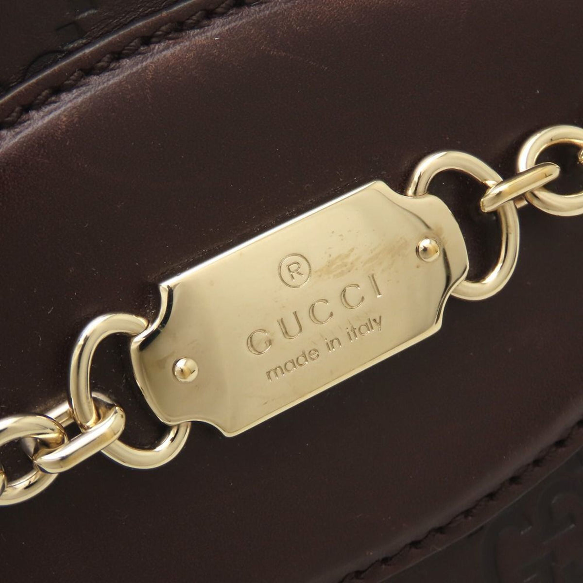 Gucci Dark Brown Leather Tote Bag (Pre-Owned)