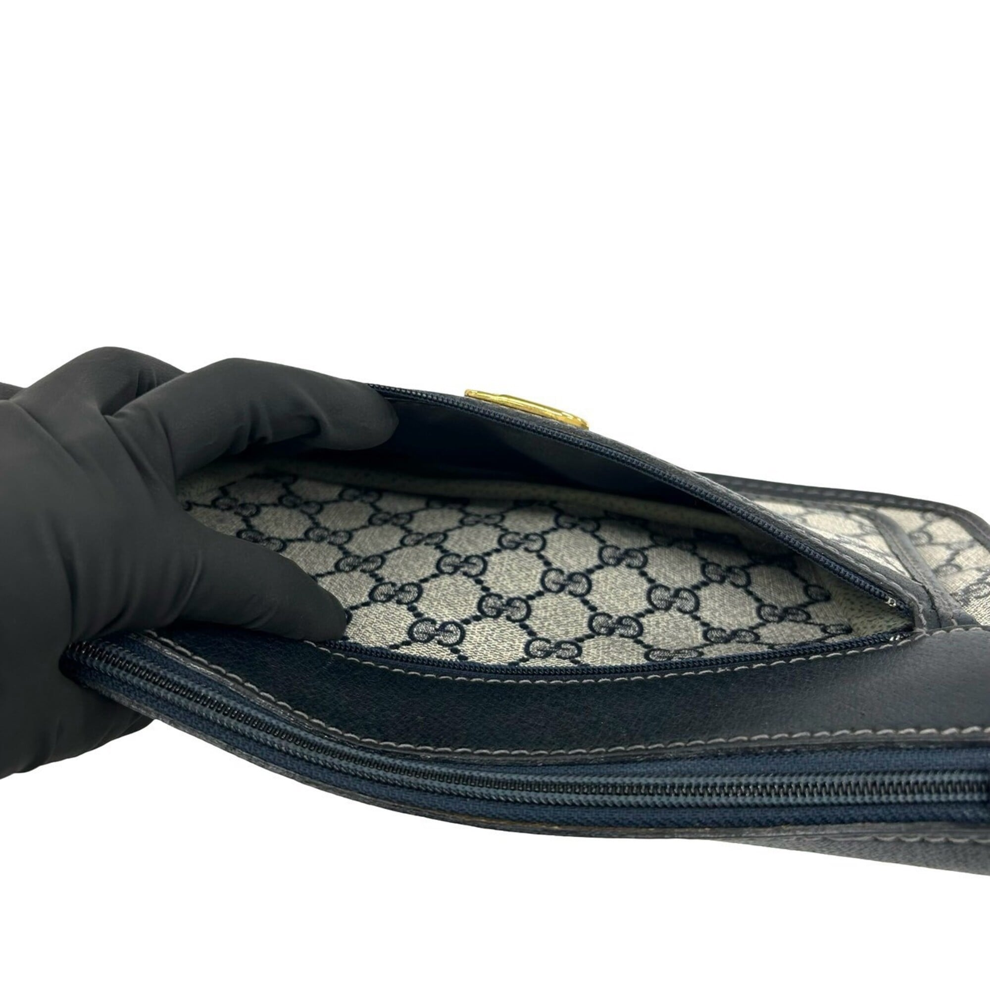 Gucci Navy Leather Pvc Pochette Shoulder Bag (Pre-Owned)