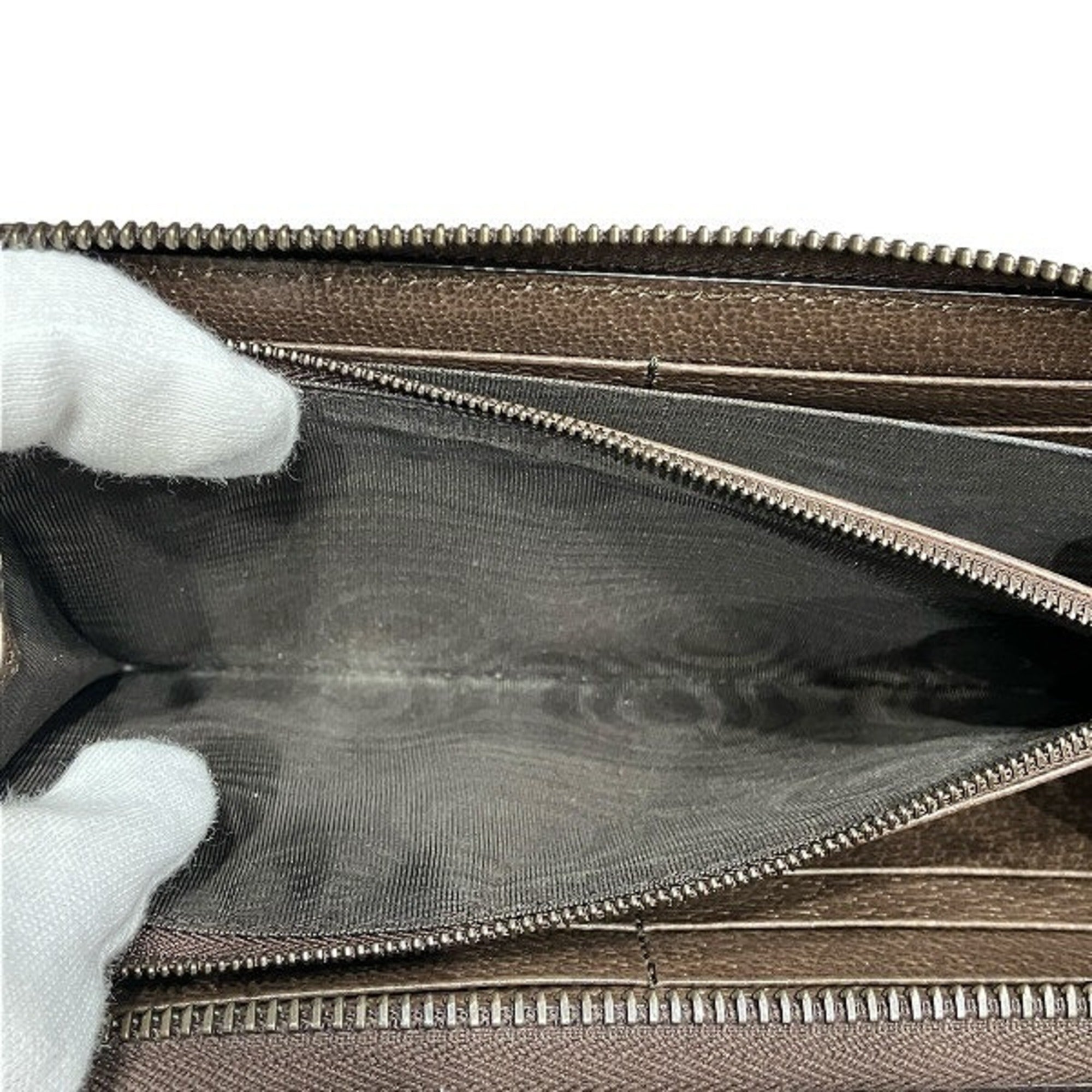 Gucci Brown Bamboo Gg Canvas Long Wallet (Bi-Fold) (Pre-Owned)
