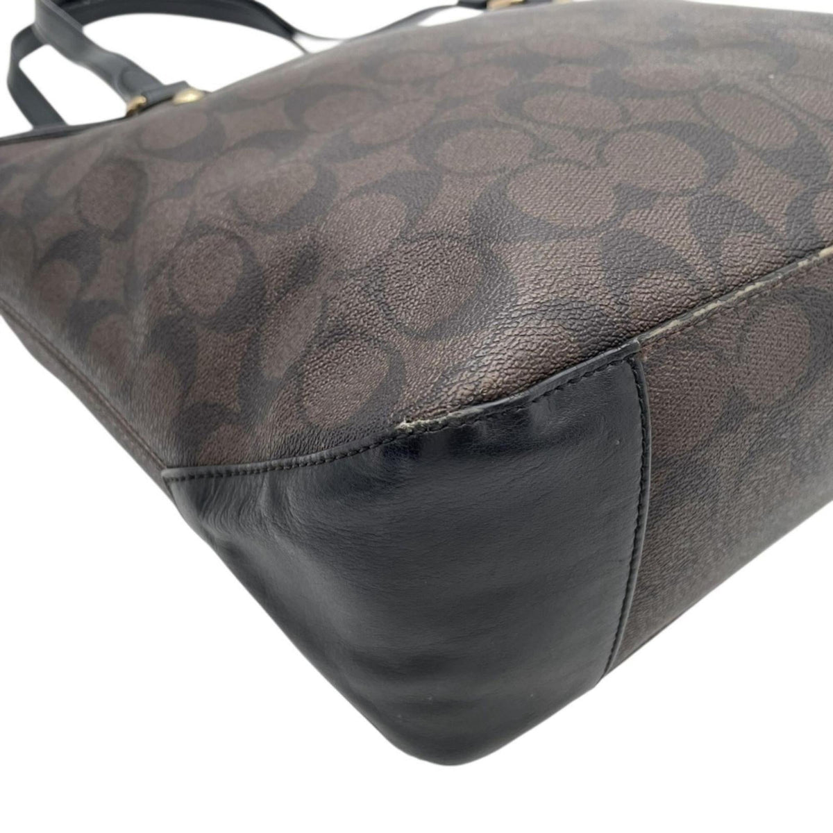 Coach Black Brown Pvc Leather Tote Bag (Pre-Owned)