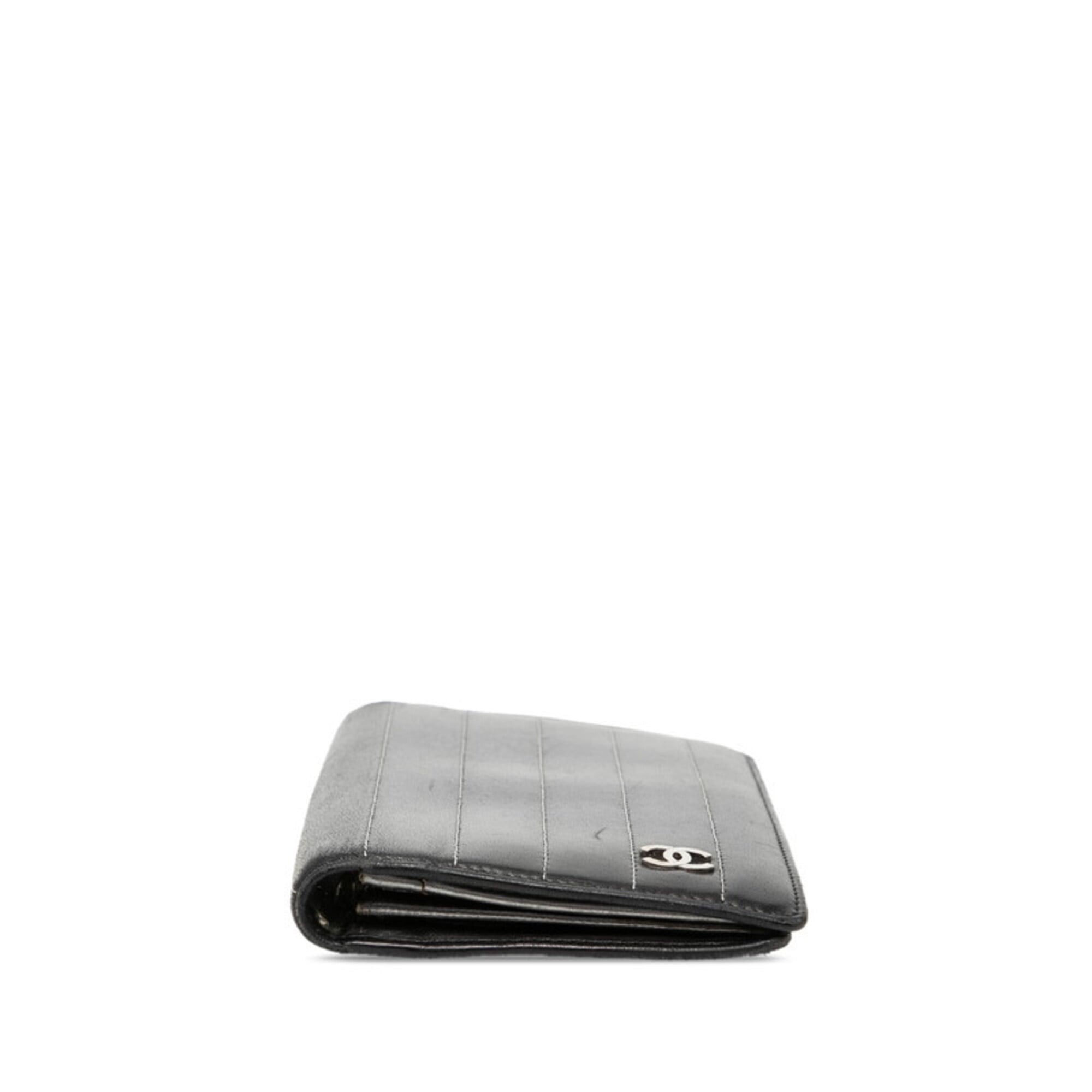 Chanel Black Leather Long Wallet (Bi-Fold) (Pre-Owned)