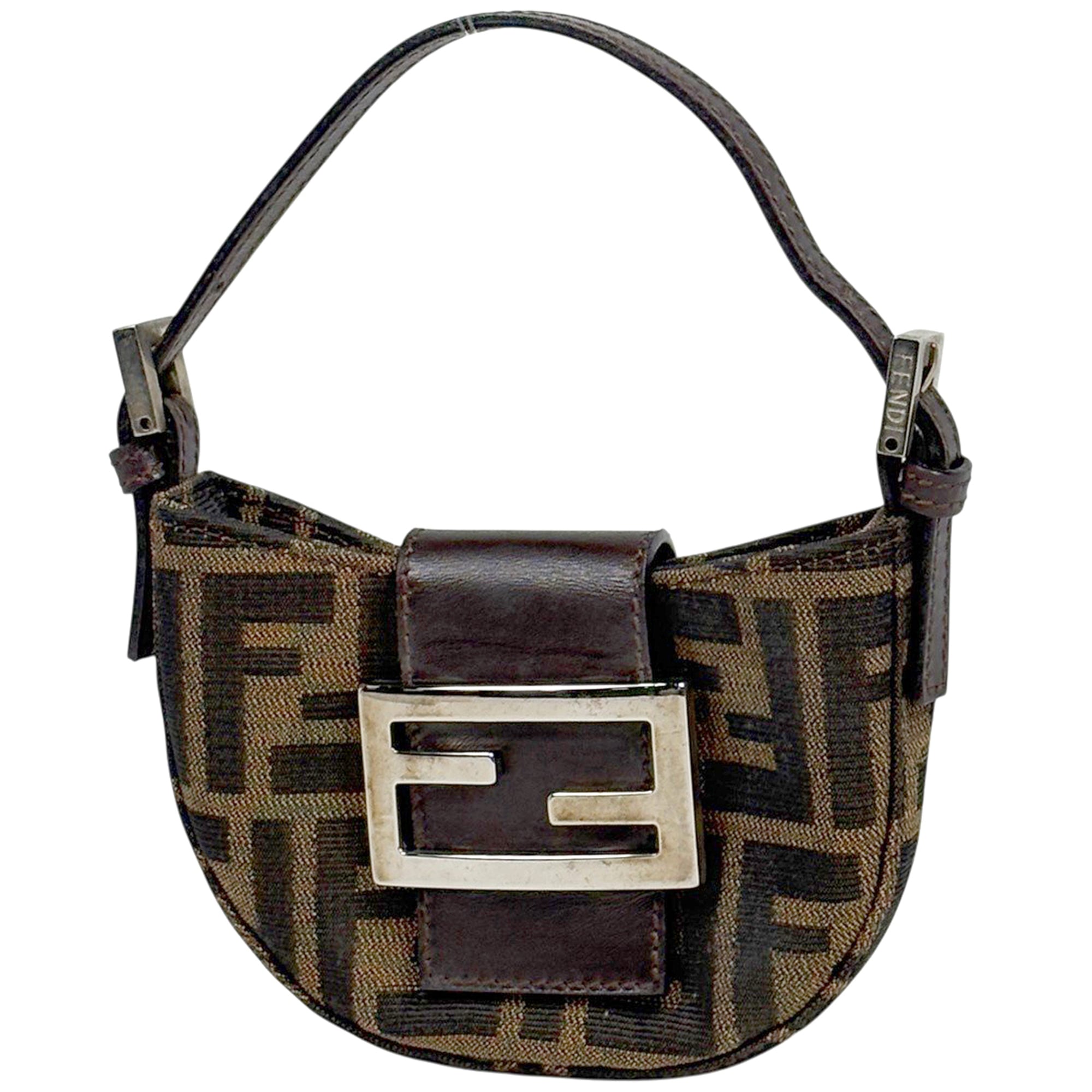 Fendi Brown Canvas Leather Pouch (Pre-Owned)