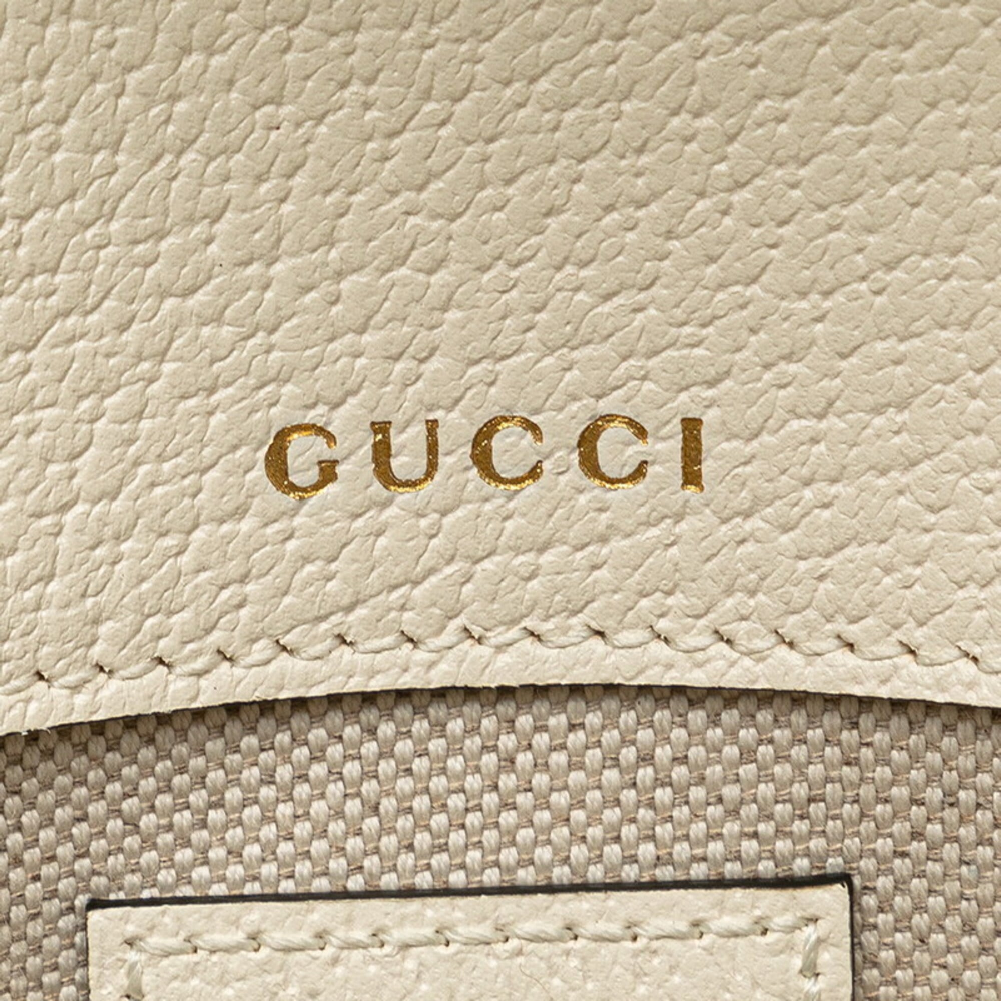 Gucci Black White Leather Shoulder Bag (Pre-Owned)