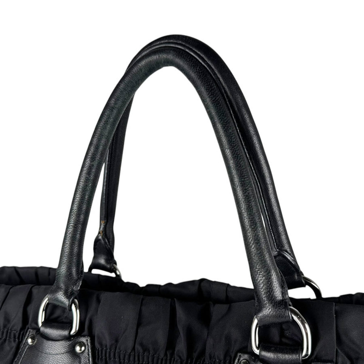 Prada Black Nylon Leather Handbag (Pre-Owned)