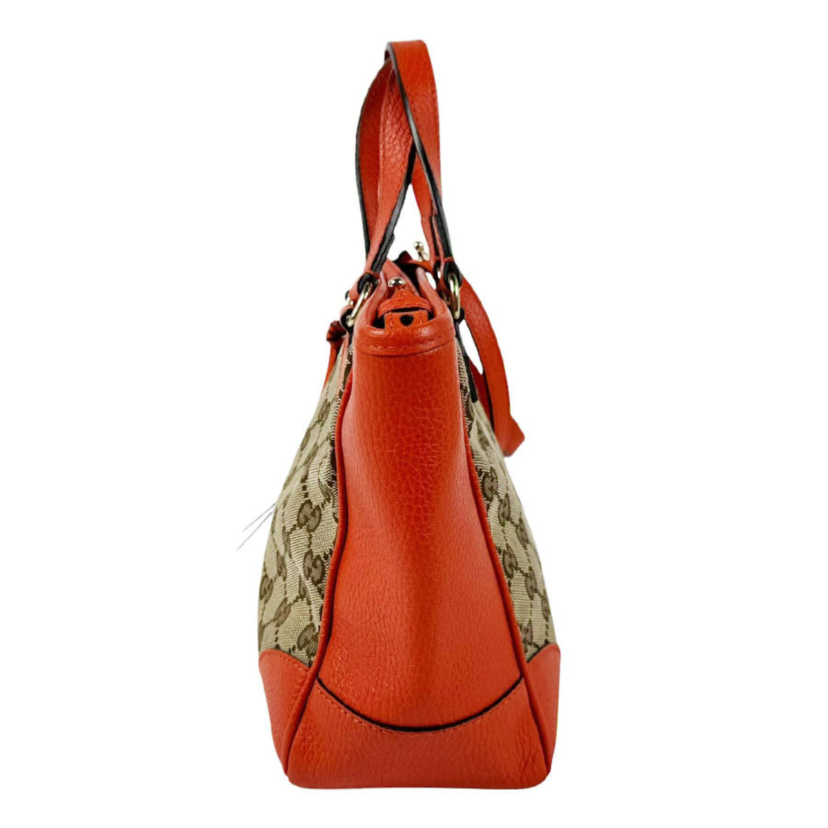 Gucci Brown Orange Gg Canvas Leather Handbag Shoulder Bag (Pre-Owned)