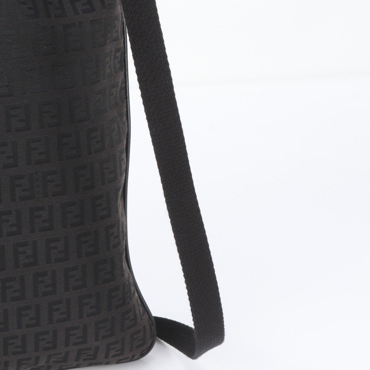 Fendi Black Leather Canvas Messenger Bag Shoulder Bag Tote Bag (Pre-Owned)