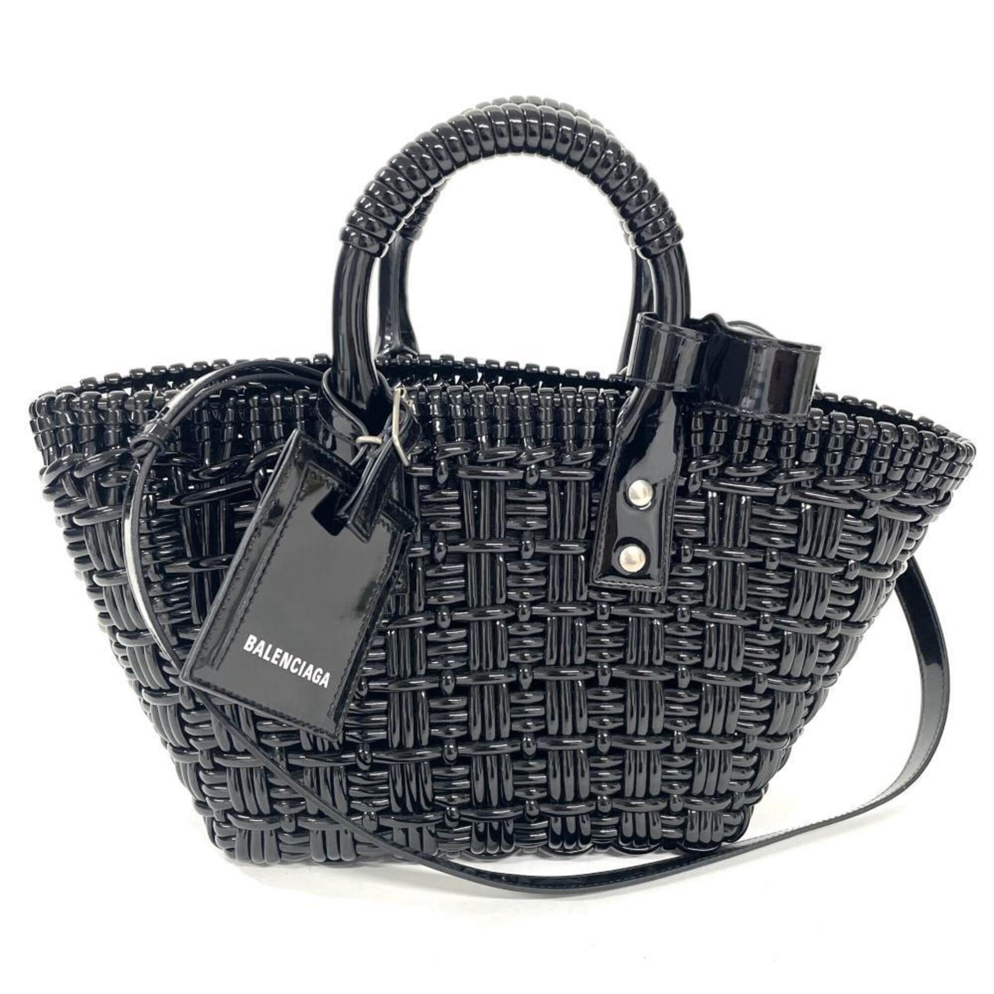 Balenciaga Black Leather Basket Handbag (Pre-Owned)