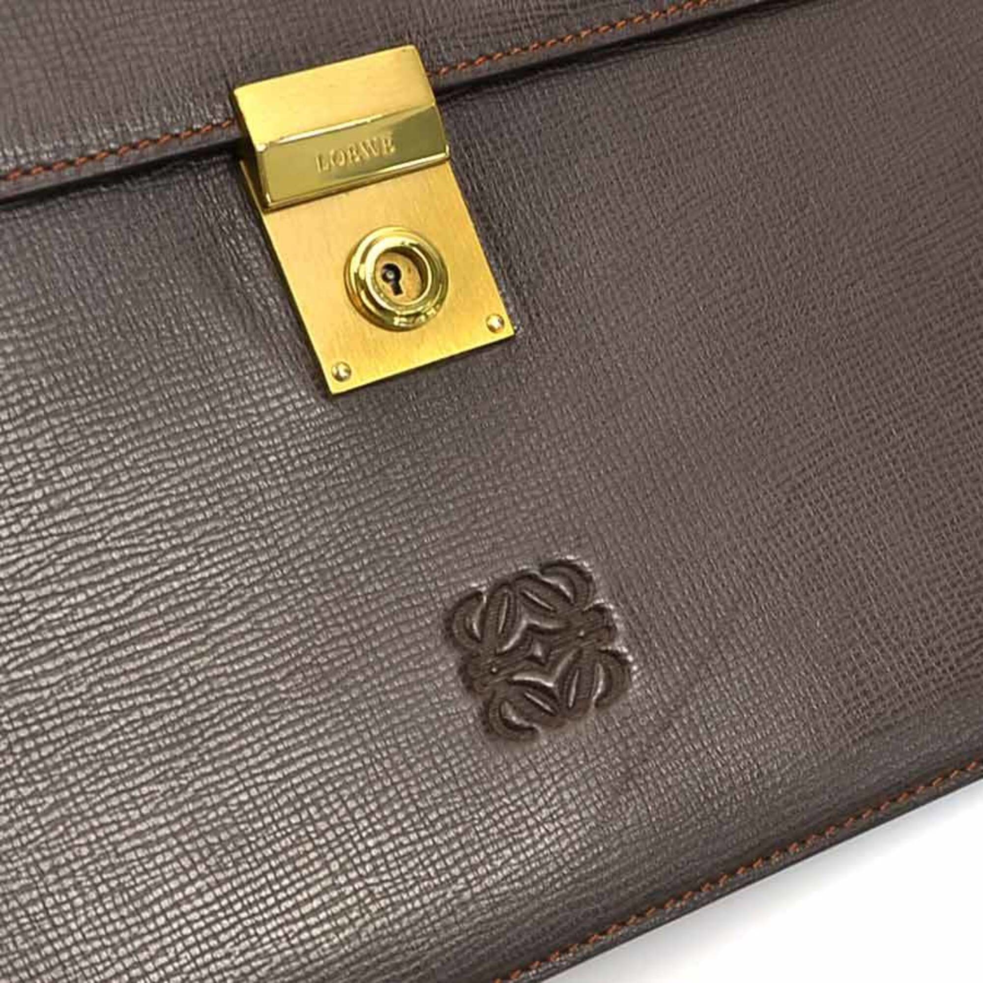 Loewe Dark Brown Leather Clutch Bag (Pre-Owned)
