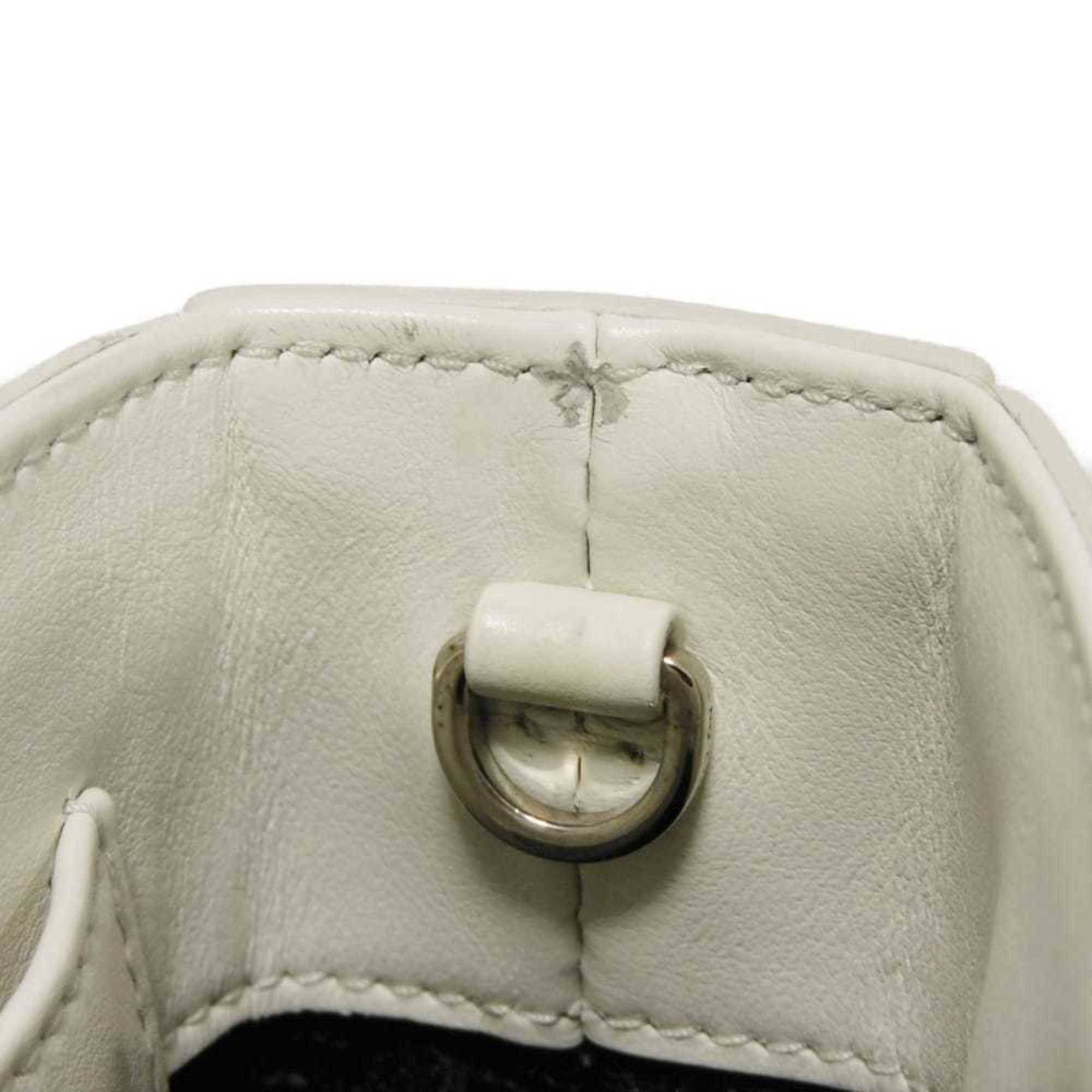 Prada Bianco White Leather Shoulder Bag Tote Bag (Pre-Owned)