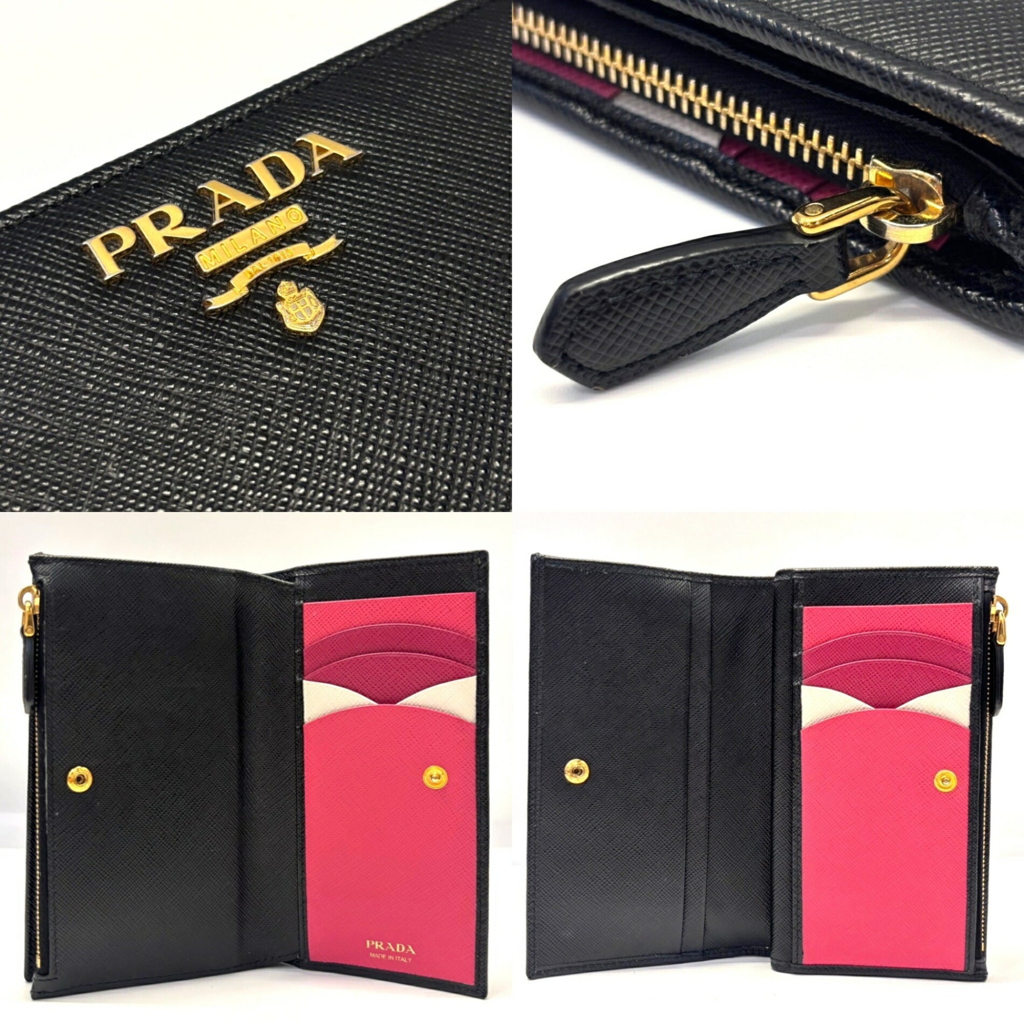 Prada Saffiano Black Leather Wallet (Bi-Fold) (Pre-Owned)