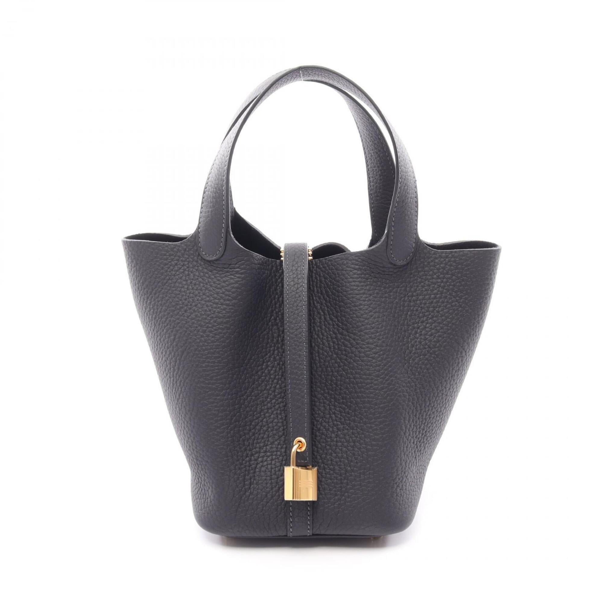 Hermes Navy Taurillon Clemence Leather Handbag (Pre-Owned)