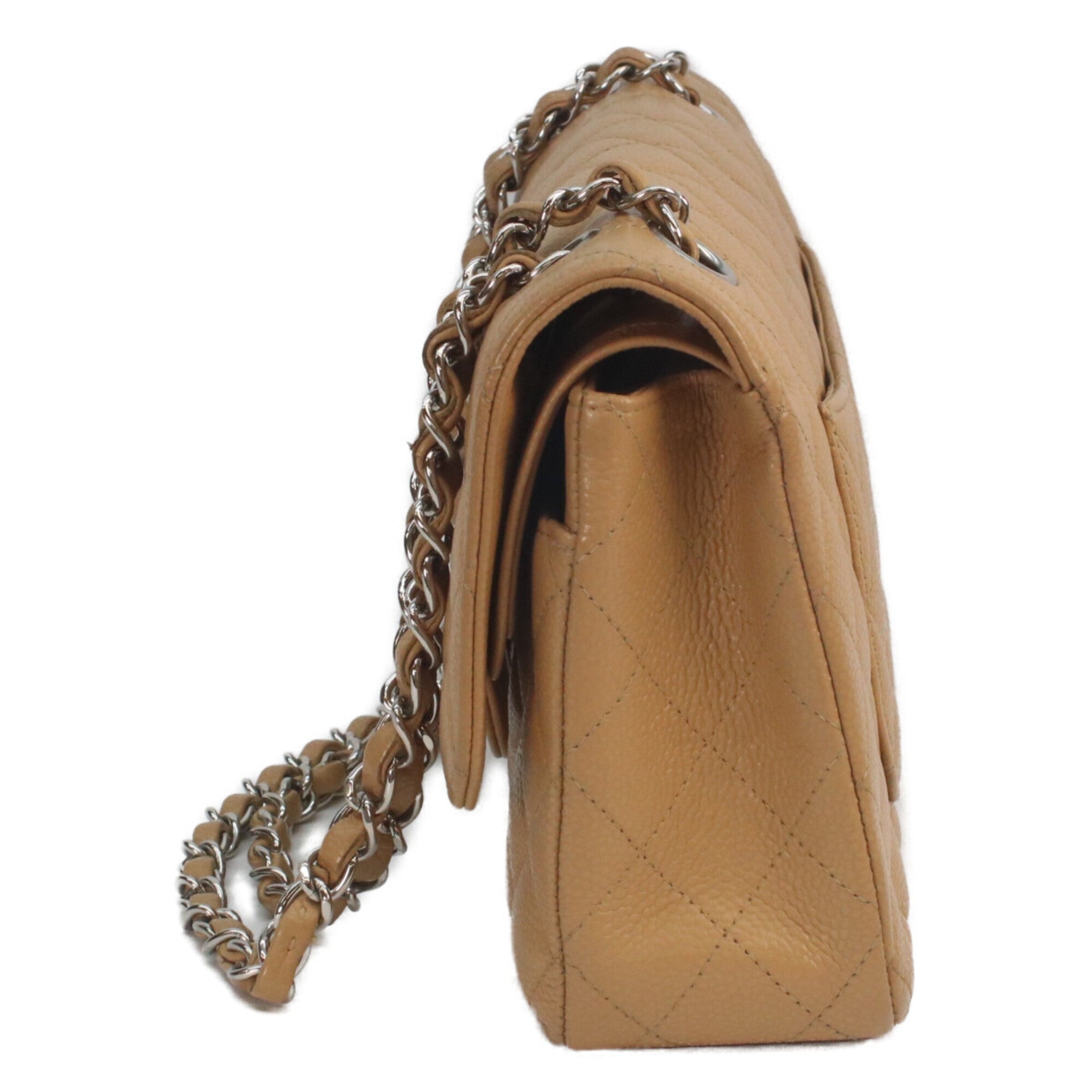 Chanel Beige Grained Calfskin Shoulder Bag (Pre-Owned)