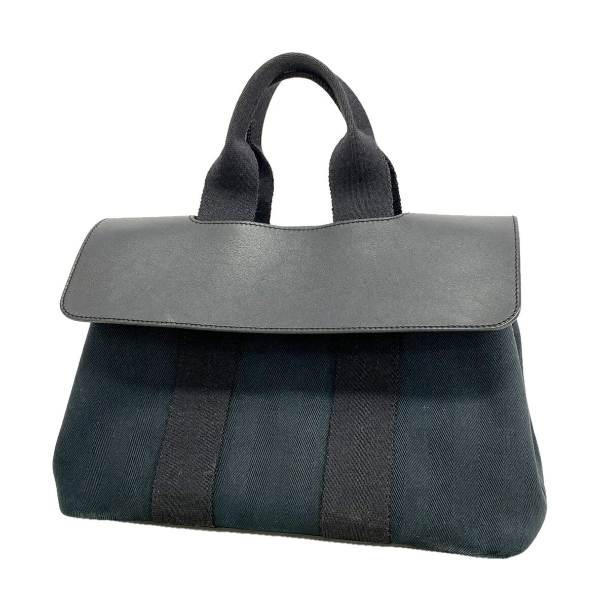 Hermes Black Toile Chevron Tote Bag (Pre-Owned)