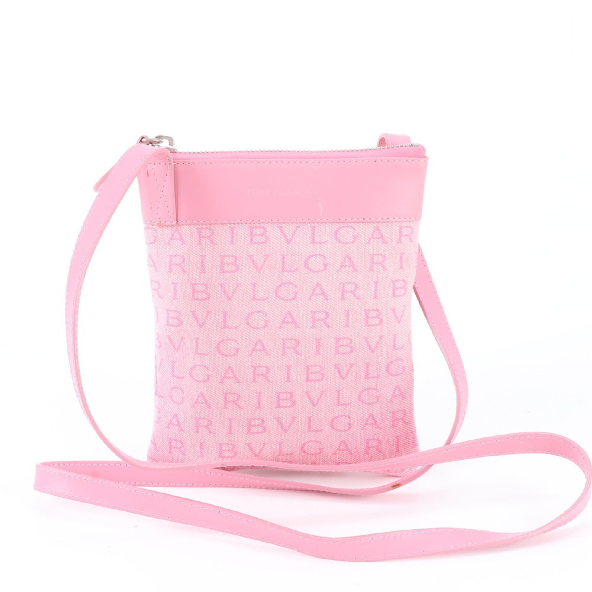 Bvlgari Pink Leather Canvas Shoulder Bag (Pre-Owned)